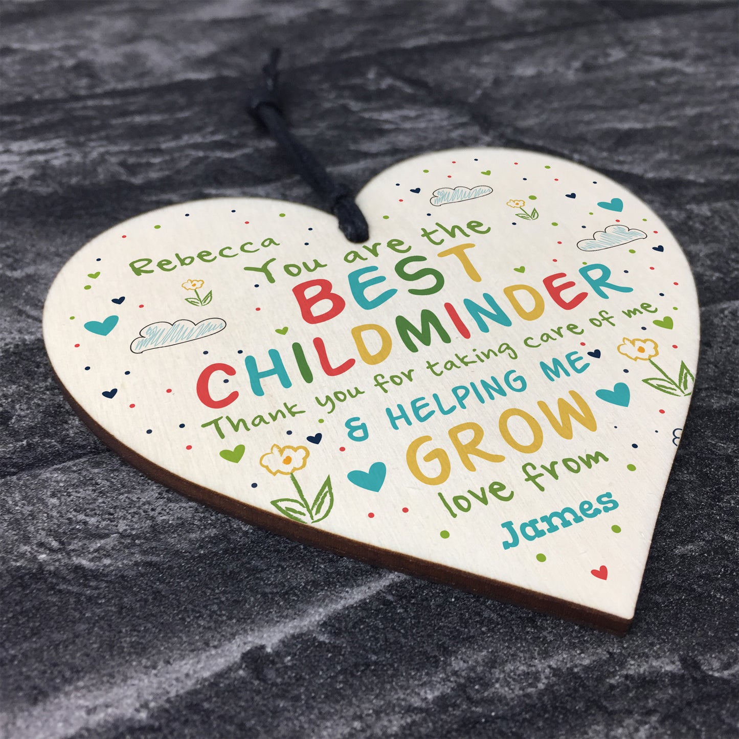 Personalised Childminder Teacher Gift Wood Heart Pre School