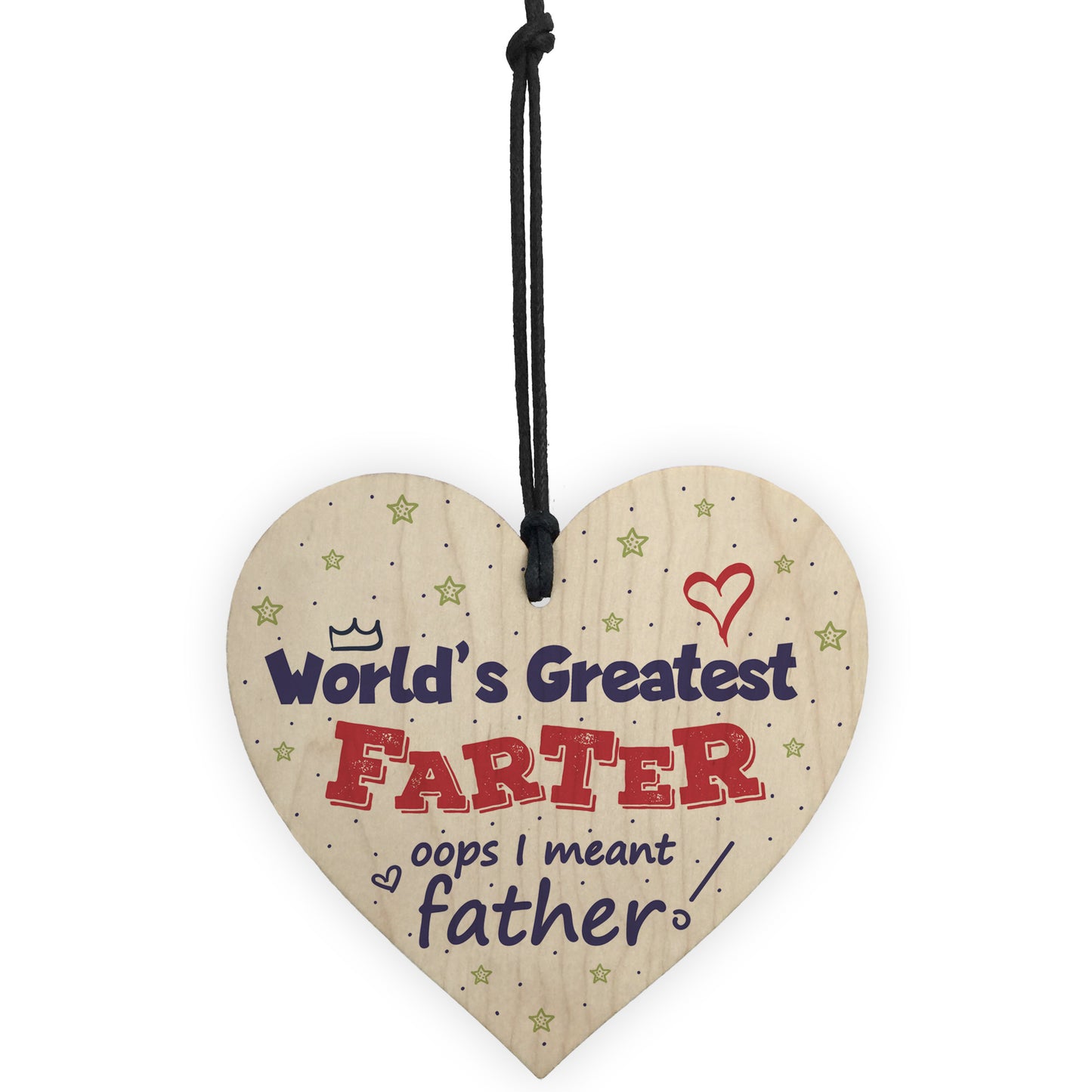 Funny Joke Fathers Day Card Gift For Dad FARTER Wood Heart
