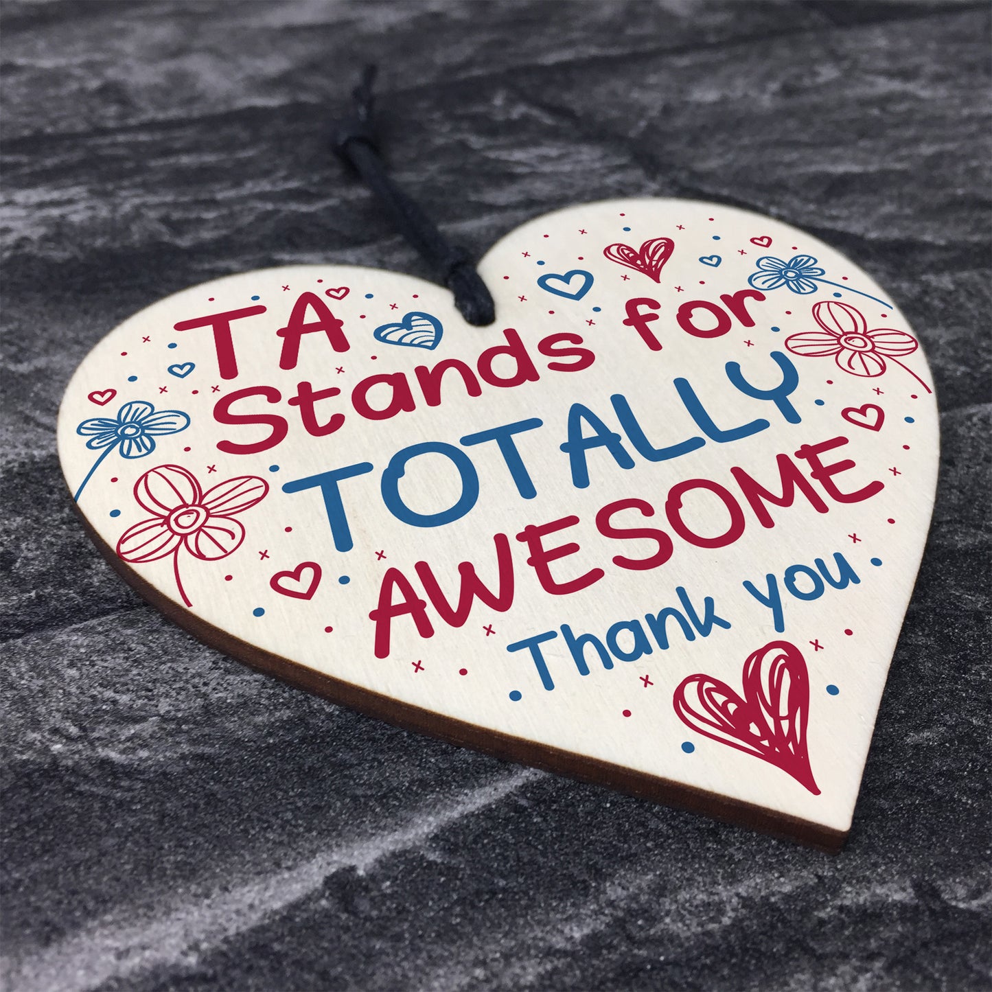 TA Teaching Assistant Thank You Gift Wooden Heart Plaque Teacher