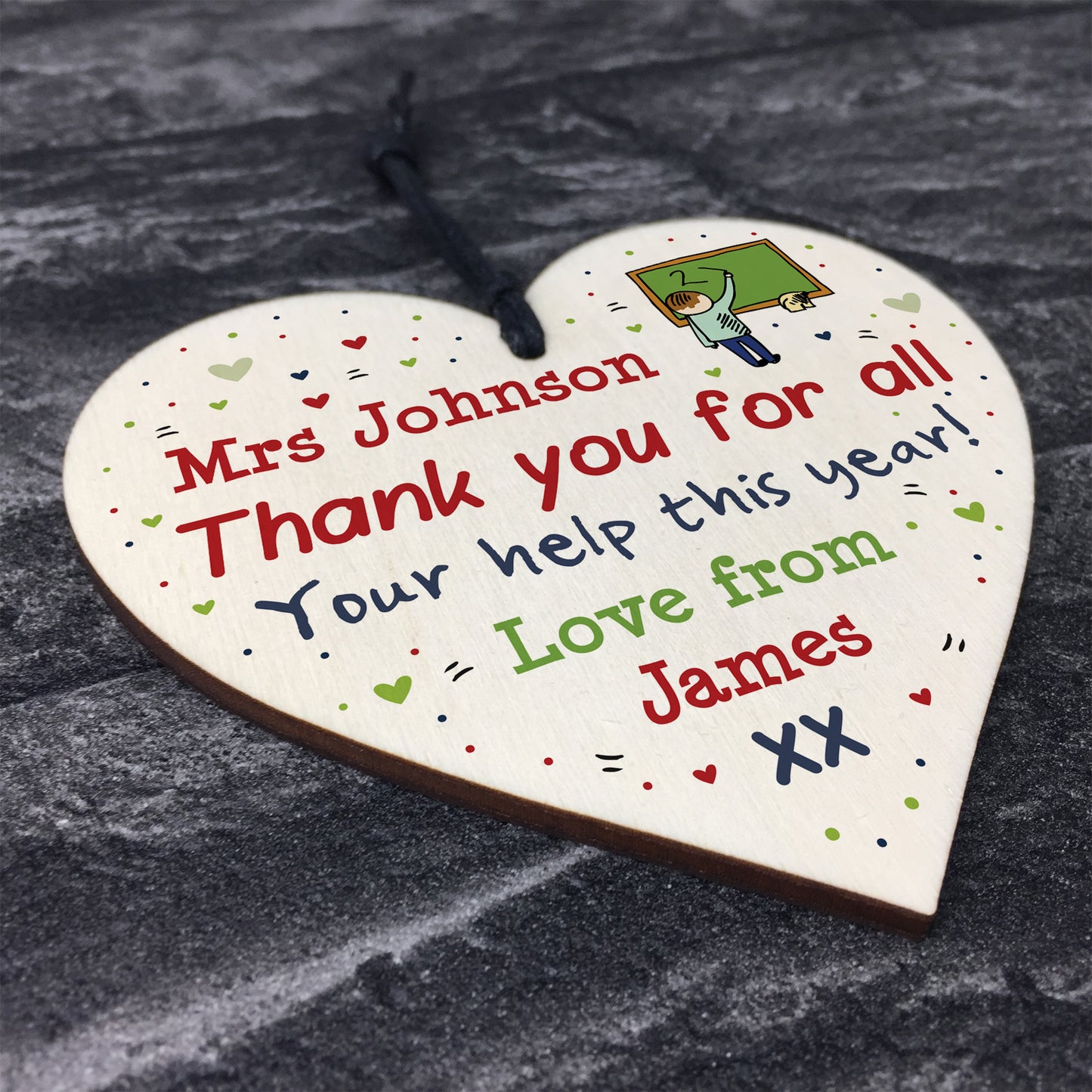 Personalised Gift Teacher Teaching Assistant Wooden Heart