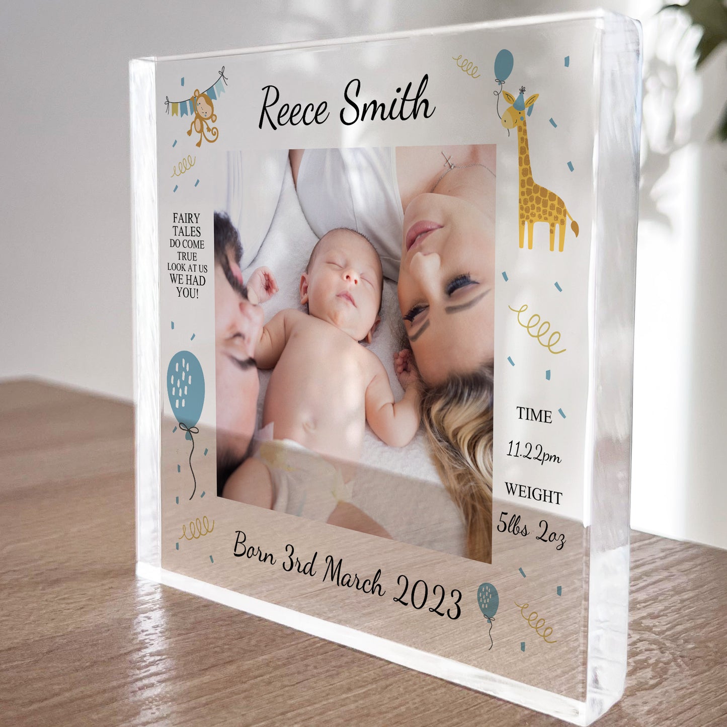 Personalised Baby Gift Photo Block Birth Details Nursery Decor