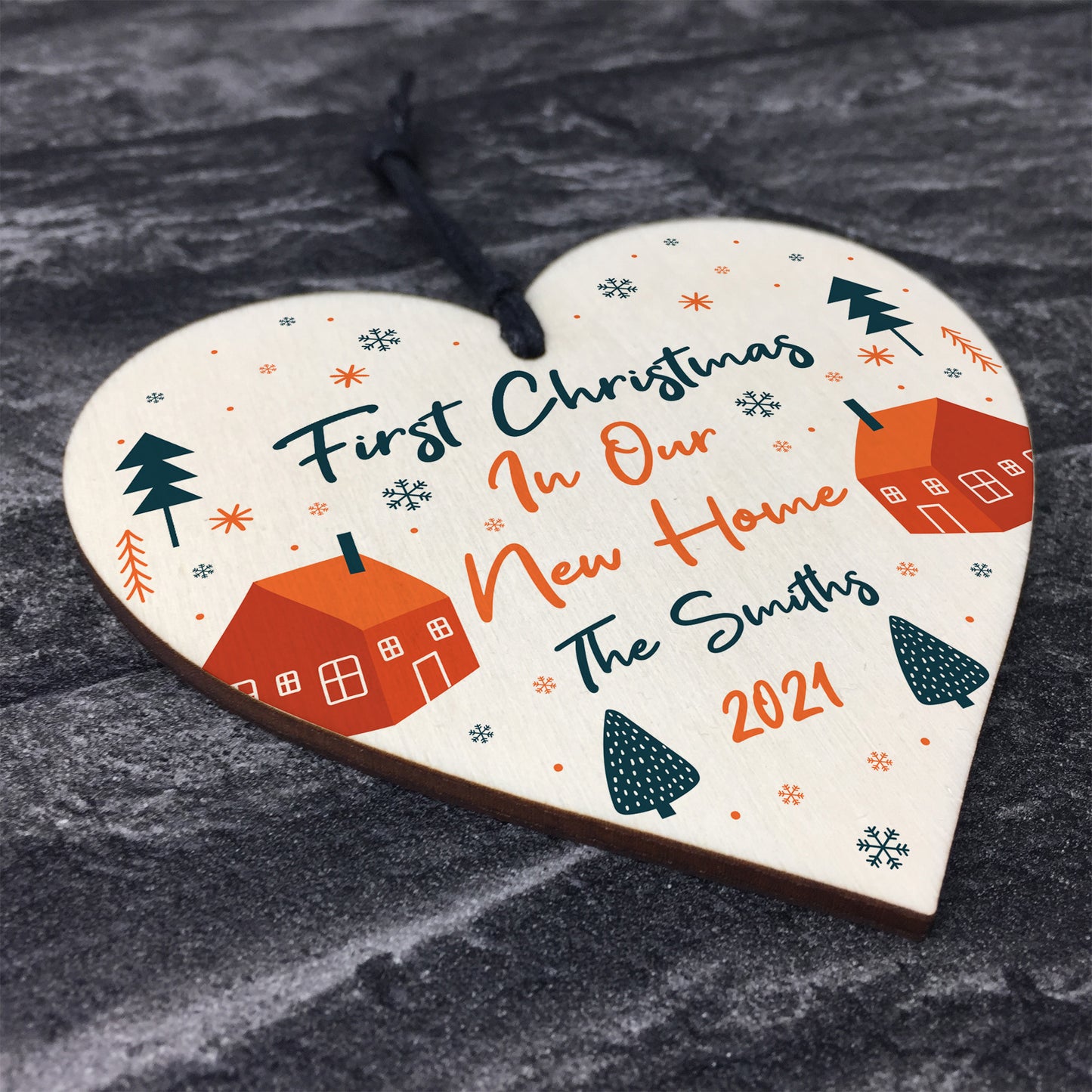 New Home Gift 1st Christmas Bauble Personalised Wood Heart