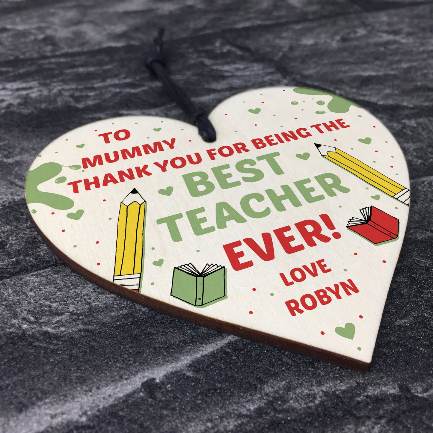 Personalised Thank You Gift For Mummy Wood Heart Teacher Gifts