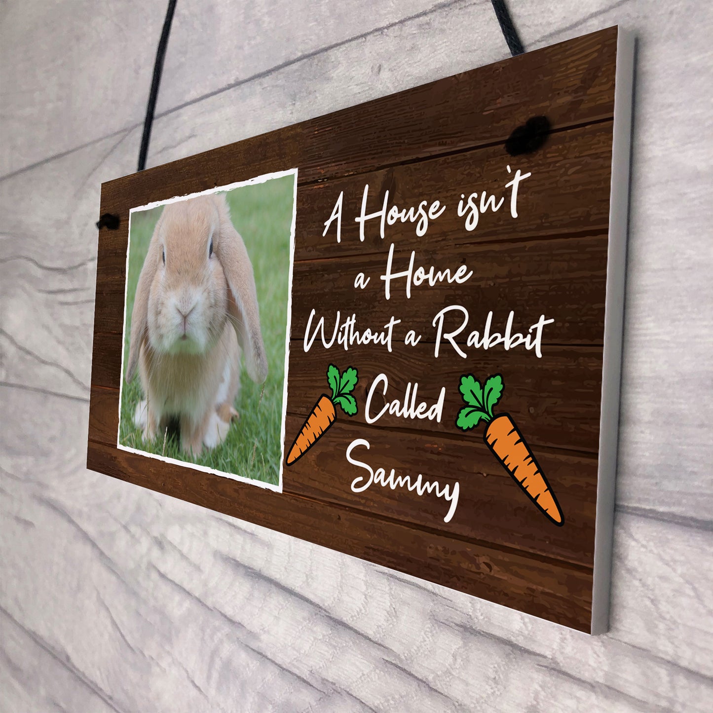 Novelty Rabbit Sign For Home Hanging Personalised Photo Plaque