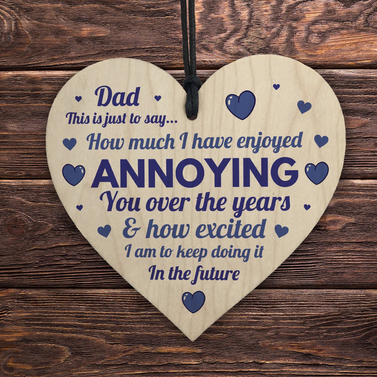 Fathers Day Card And Funny Wooden Heart Gift For Dad From Son
