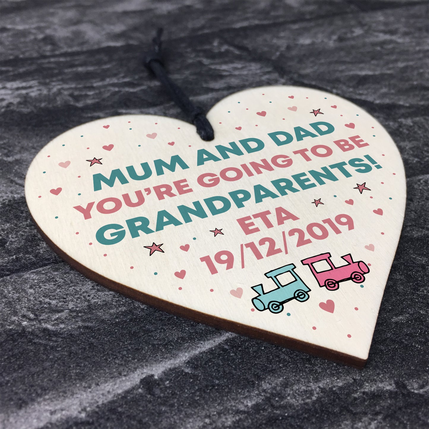 Baby Pregnancy Annoucement Card Wood Heart Gift For Grandparents