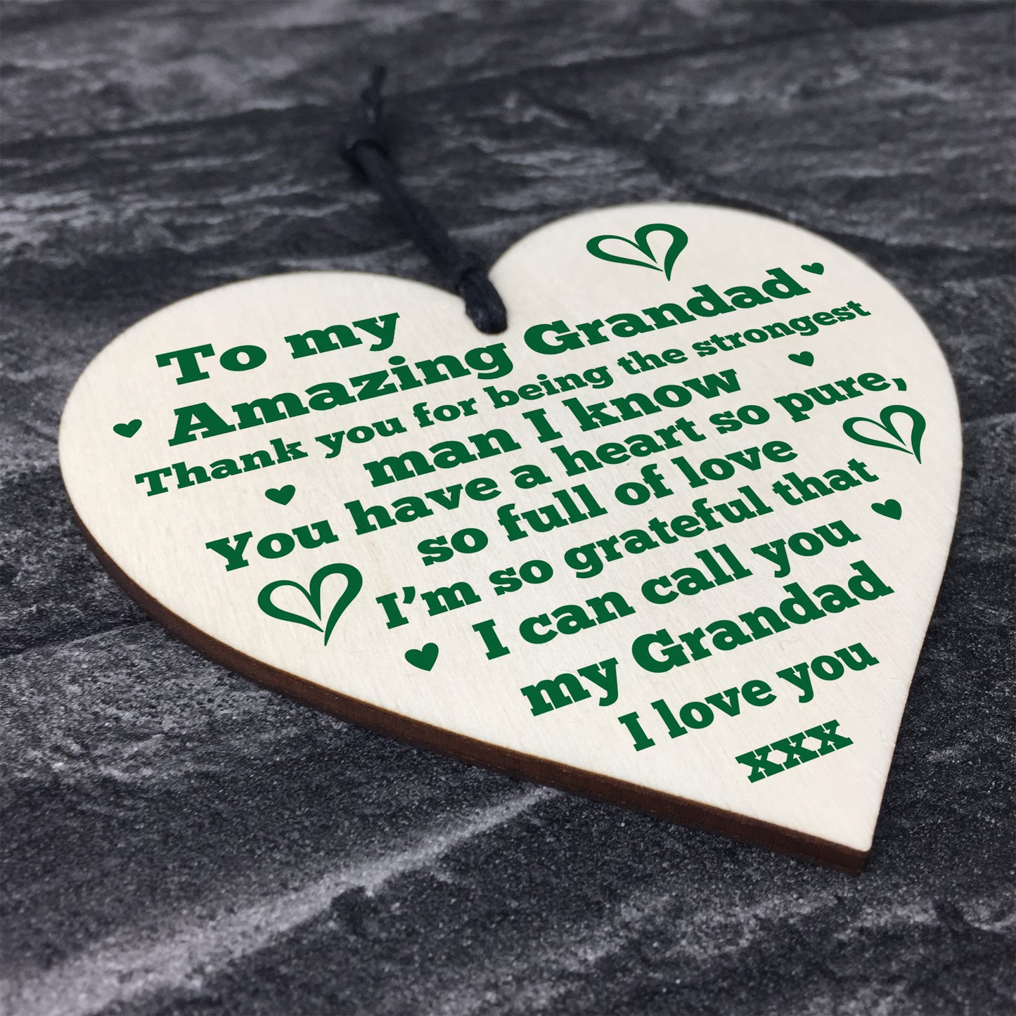 Grandad Gifts Hanging Wood Heart Birthday Fathers Day Gift