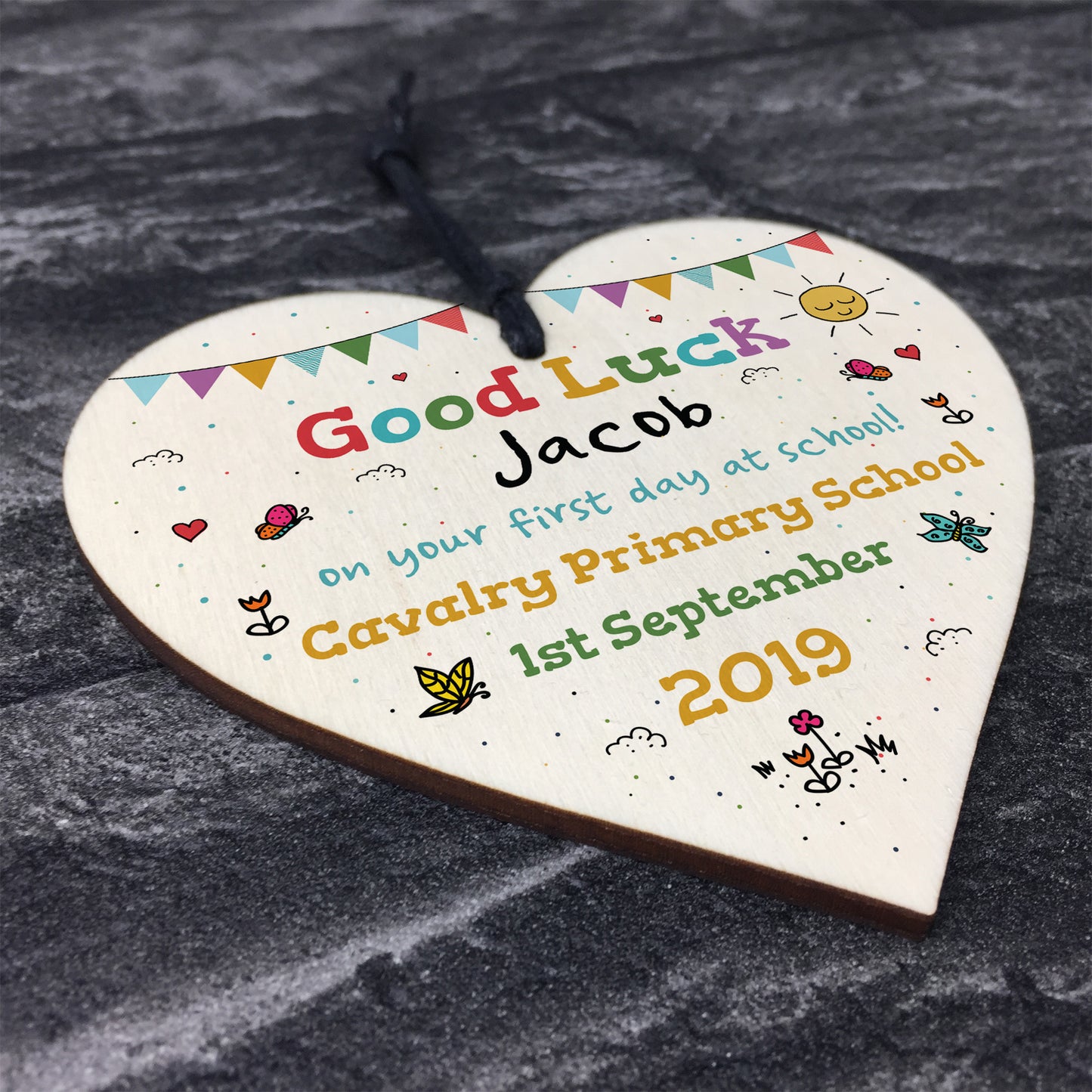 Personalised First Day Of School Wood Heart Back To School