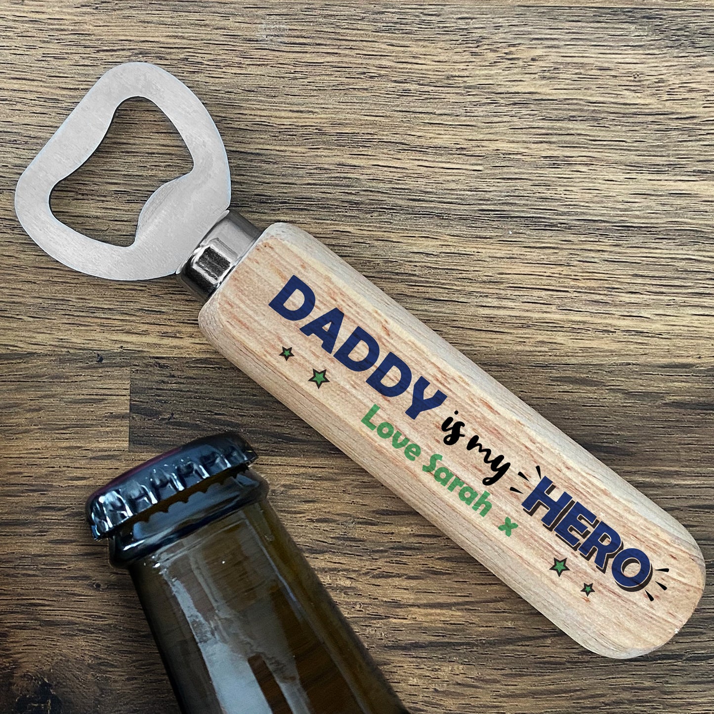 PERSONALISED Dad Daddy Fathers Day Gifts Wooden Bottle Opener