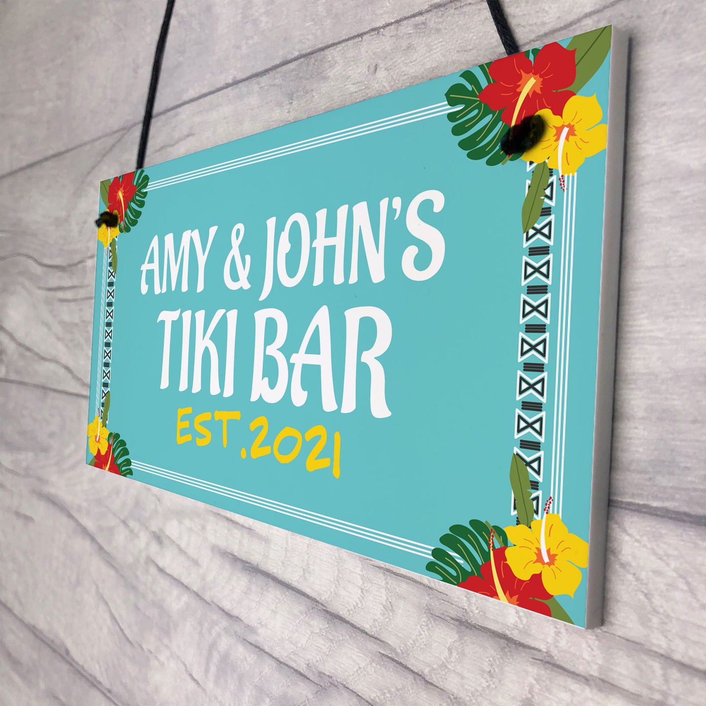 Colourful Tiki Bar Sign Personalised Garden Summerhouse Sign