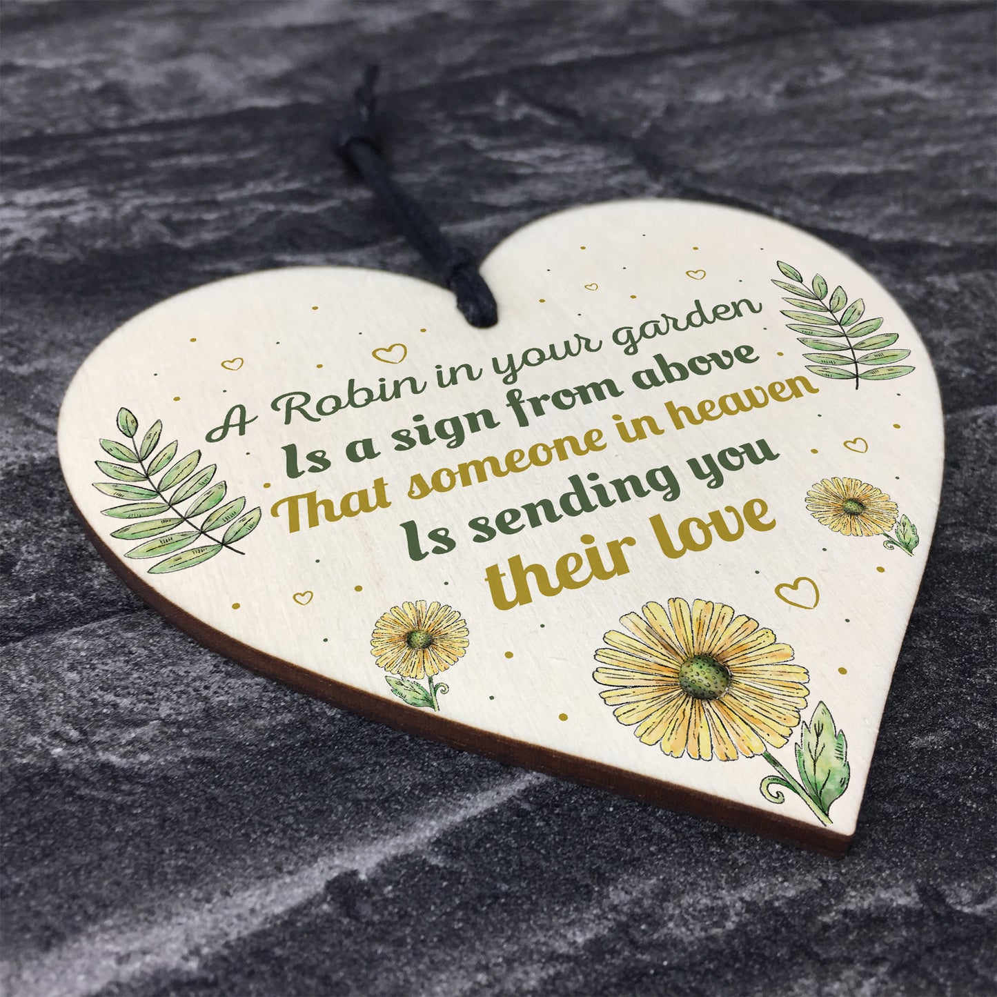 Robin Garden Memorial Grave Wood Heart Sign Rememberance