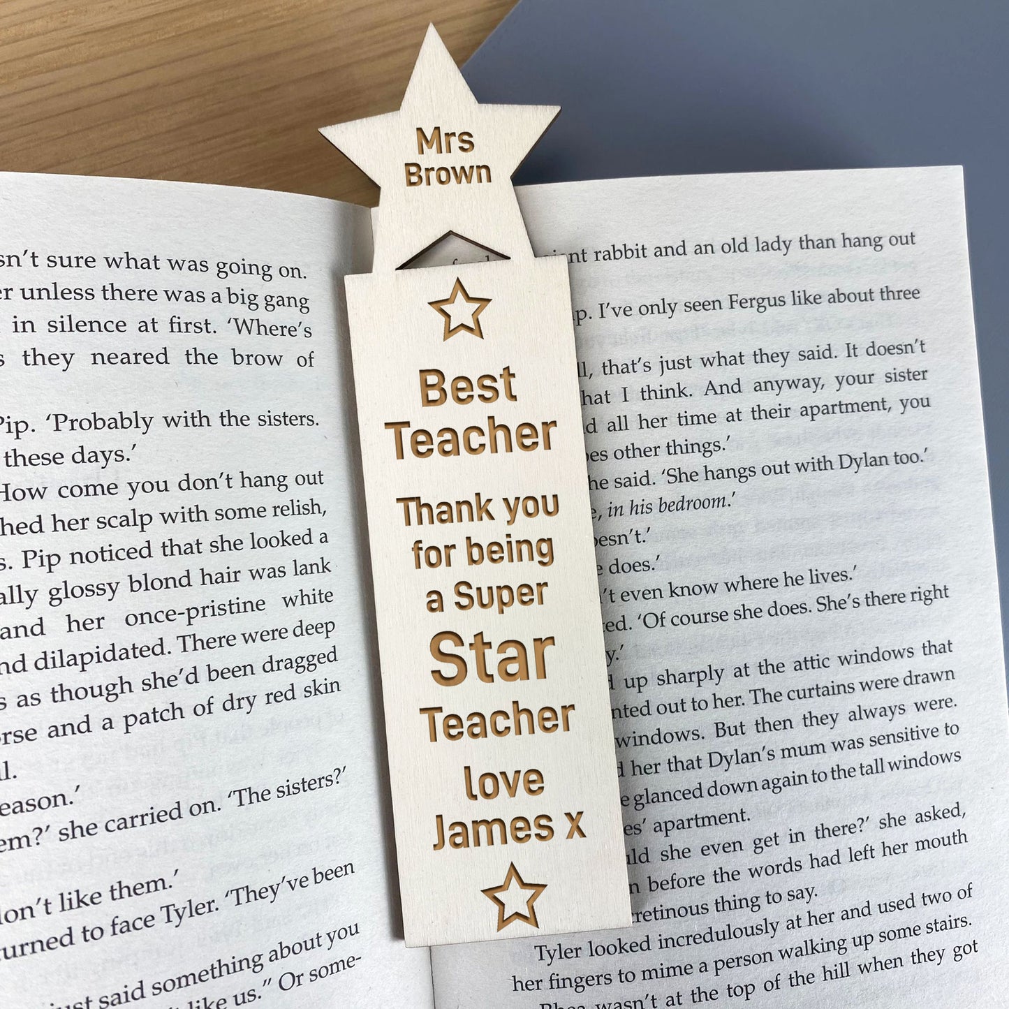 Super Star Teacher Gift Personalised Wood Bookmark Thank You