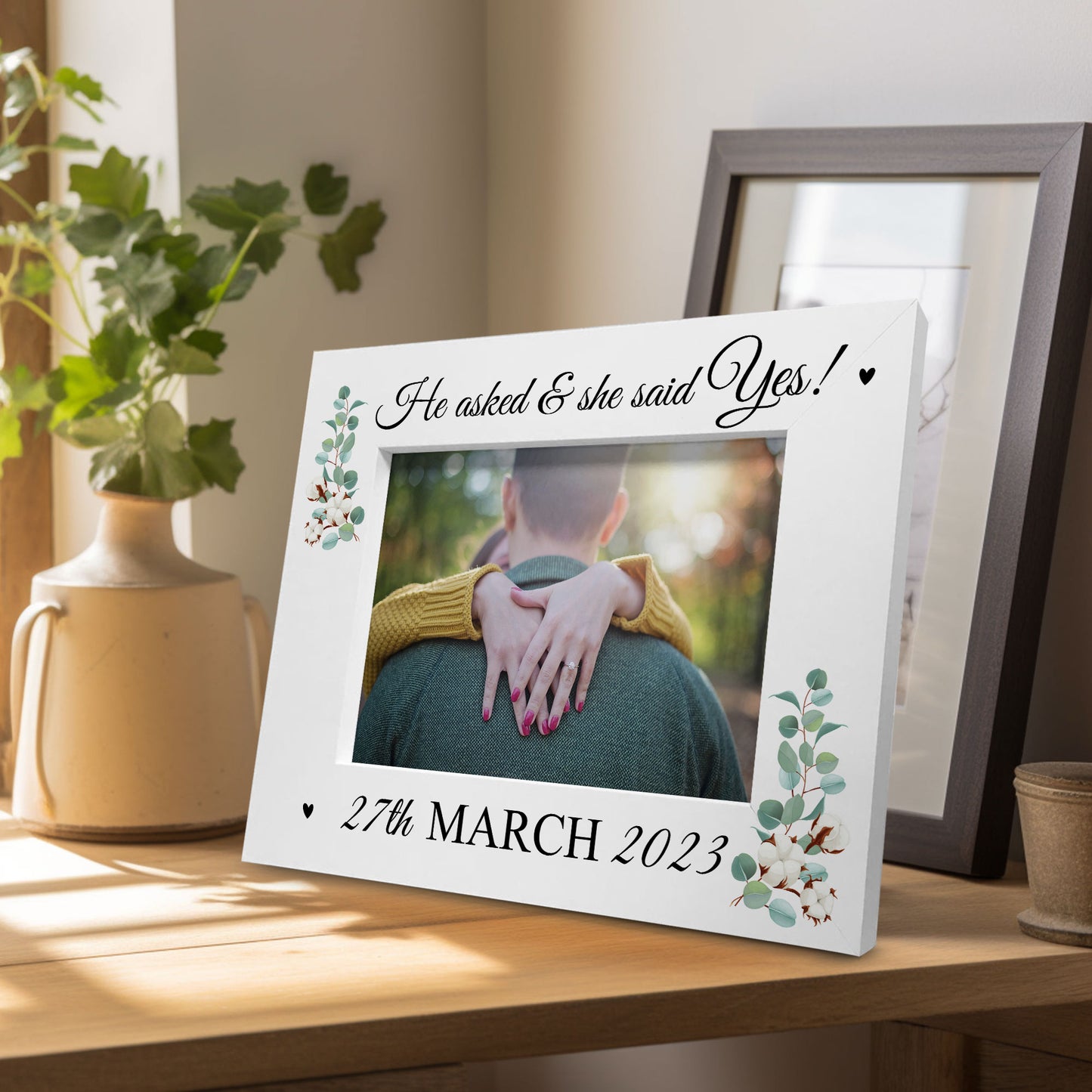 Personalised Engagement Wooden Photo Frame Gift Engagement Gift