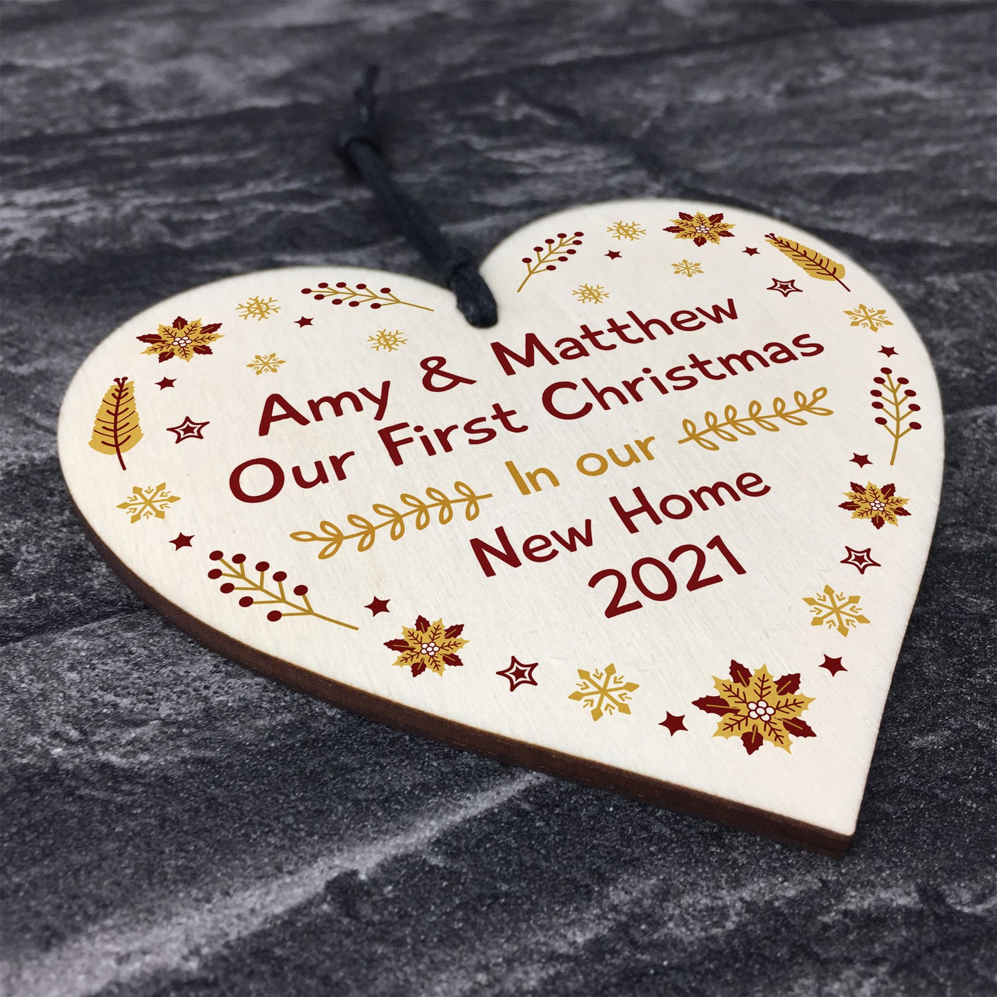 1st Christmas In Our New Home Personalised Bauble Wood Decor