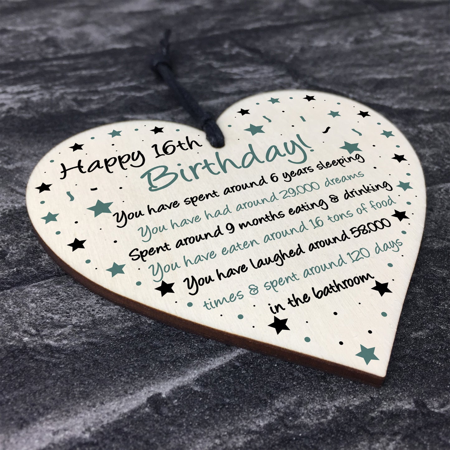 Funny 16th Birthday Gift For Daughter Son Wood Heart 16th Card