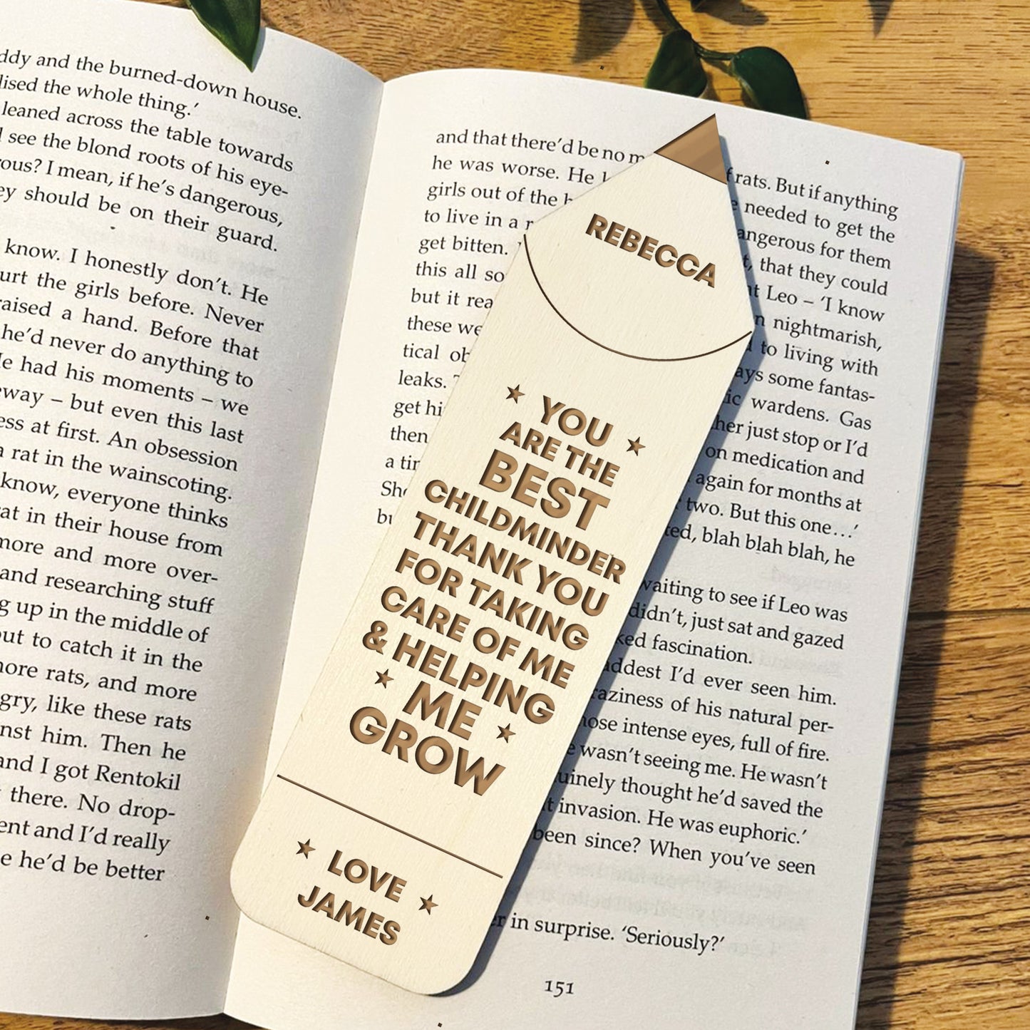 Personalised Best Childminder Gift Engraved Wood Bookmark