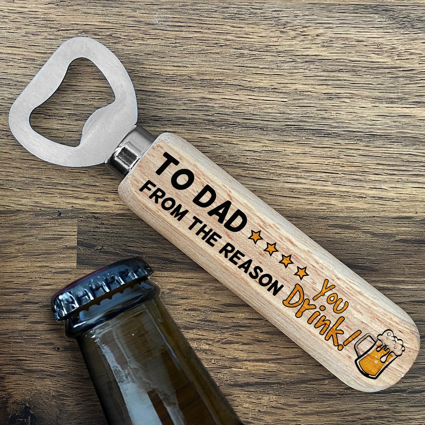 Funny Birthday Fathers Day Gift For Dad Wood Beer Bottle Opener