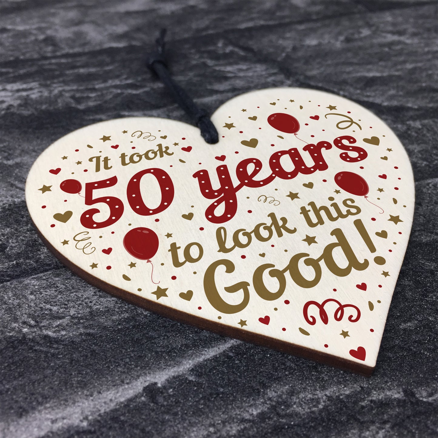 Funny 50th Birthday Gifts For Women Men Wooden Heart 50th