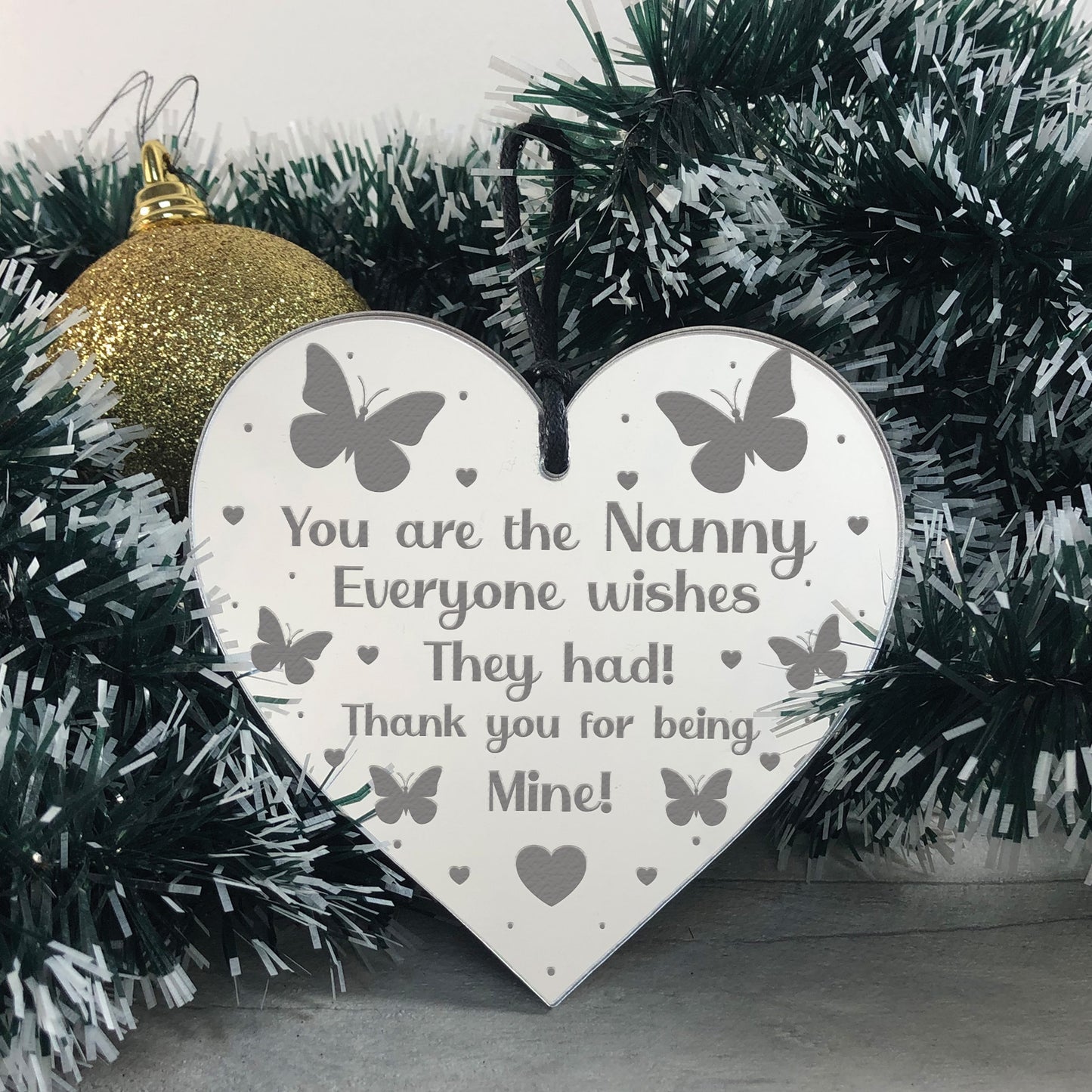 Thank You Nanny Gift For Birthday Christmas Engraved Heart