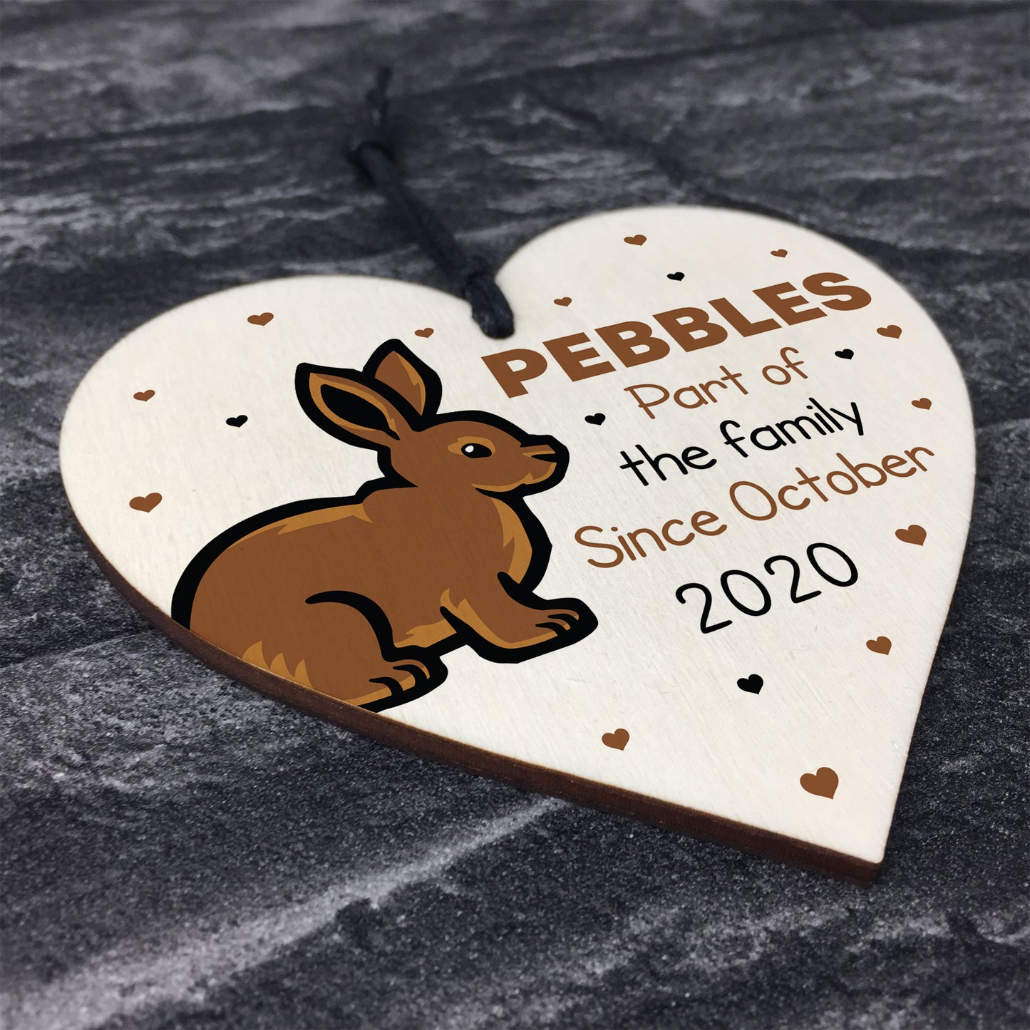 Personalised Rabbit Sign For Home Wood Heart Rabbit Lover Gift