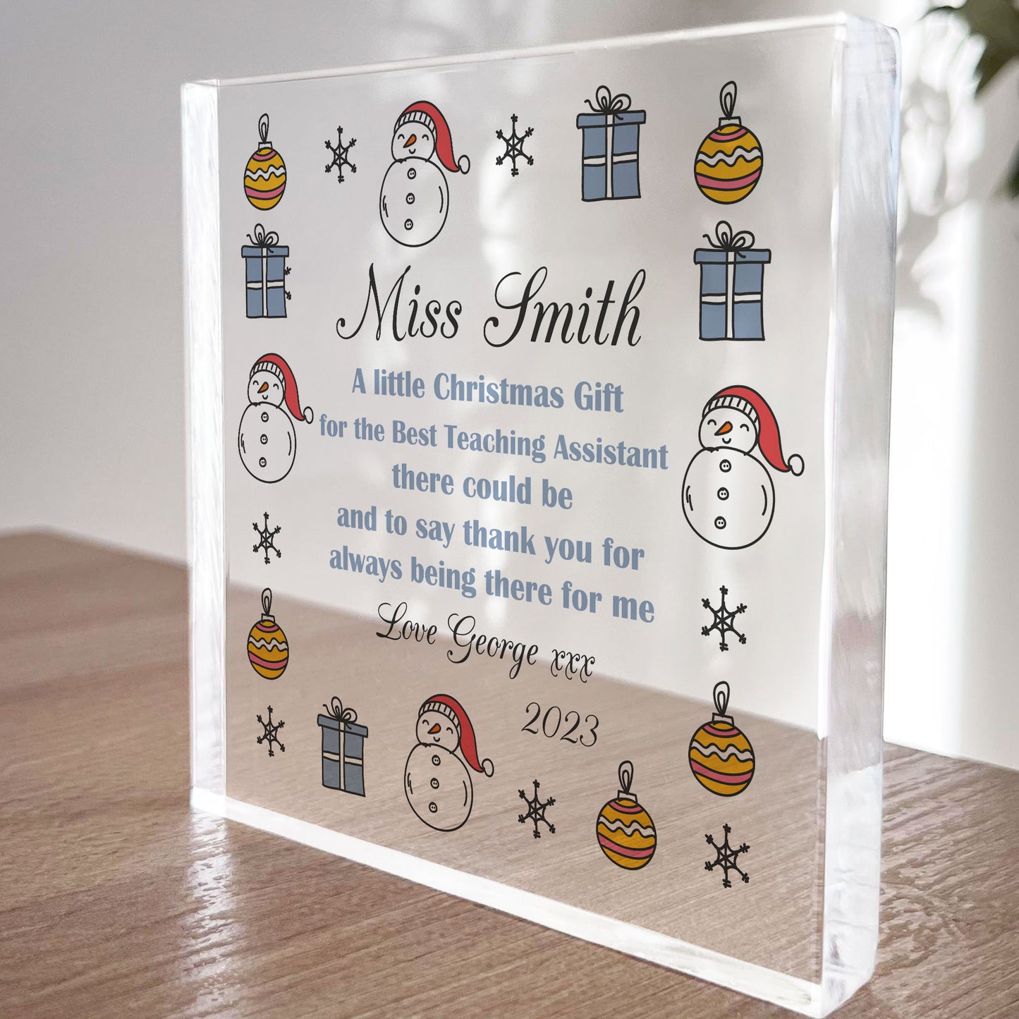 Personalised Teaching Assistant Gifts For Christmas Teacher Gift