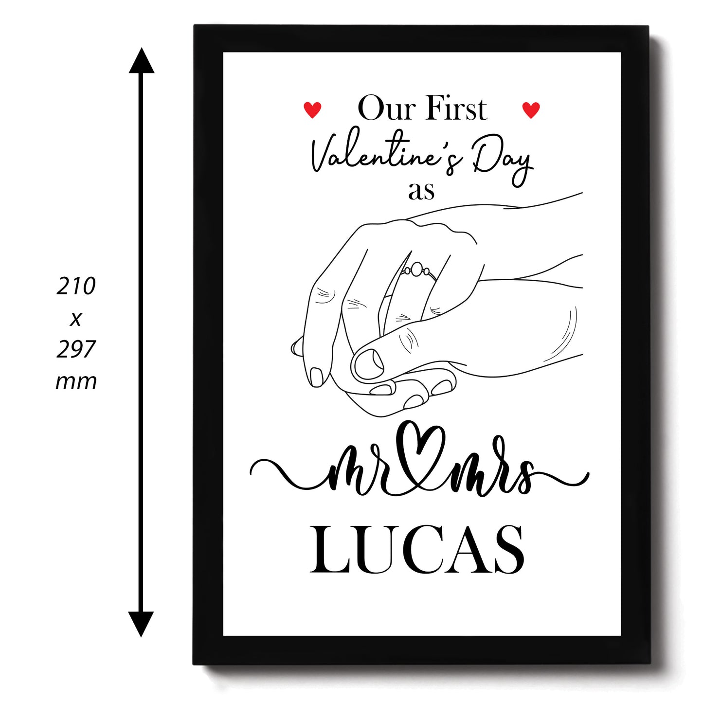 1st First Valentines Day Married Framed Print Gift For Couple