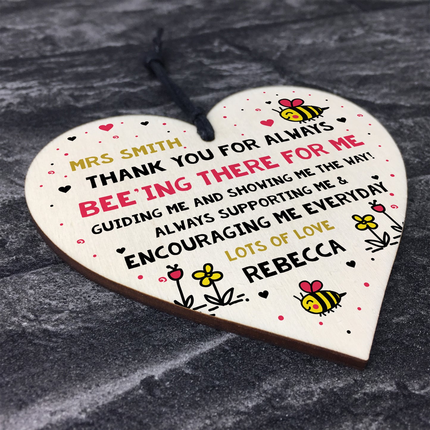 Gift For Teacher Teaching Assistant Personalised Wood Heart