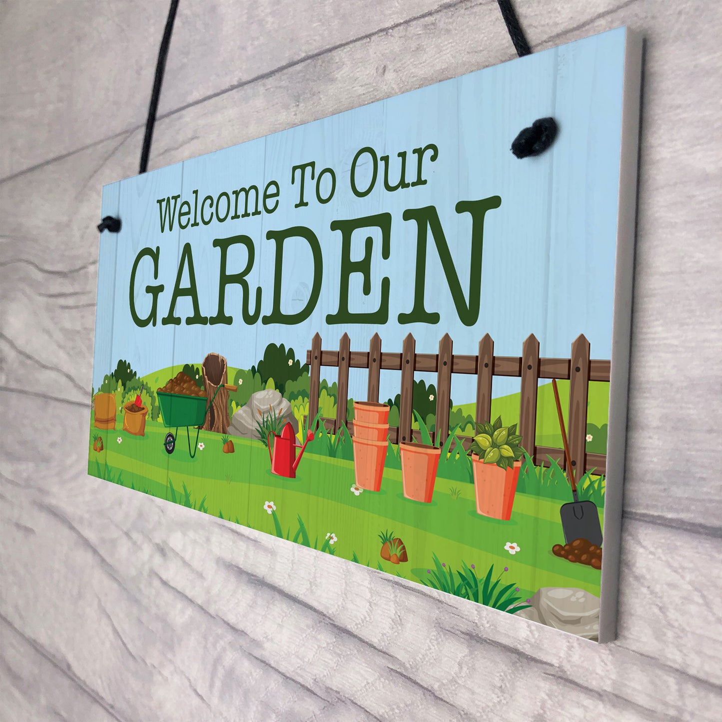 Welcome To Our Garden Sign Hanging Wall Door Shed Sign Gift