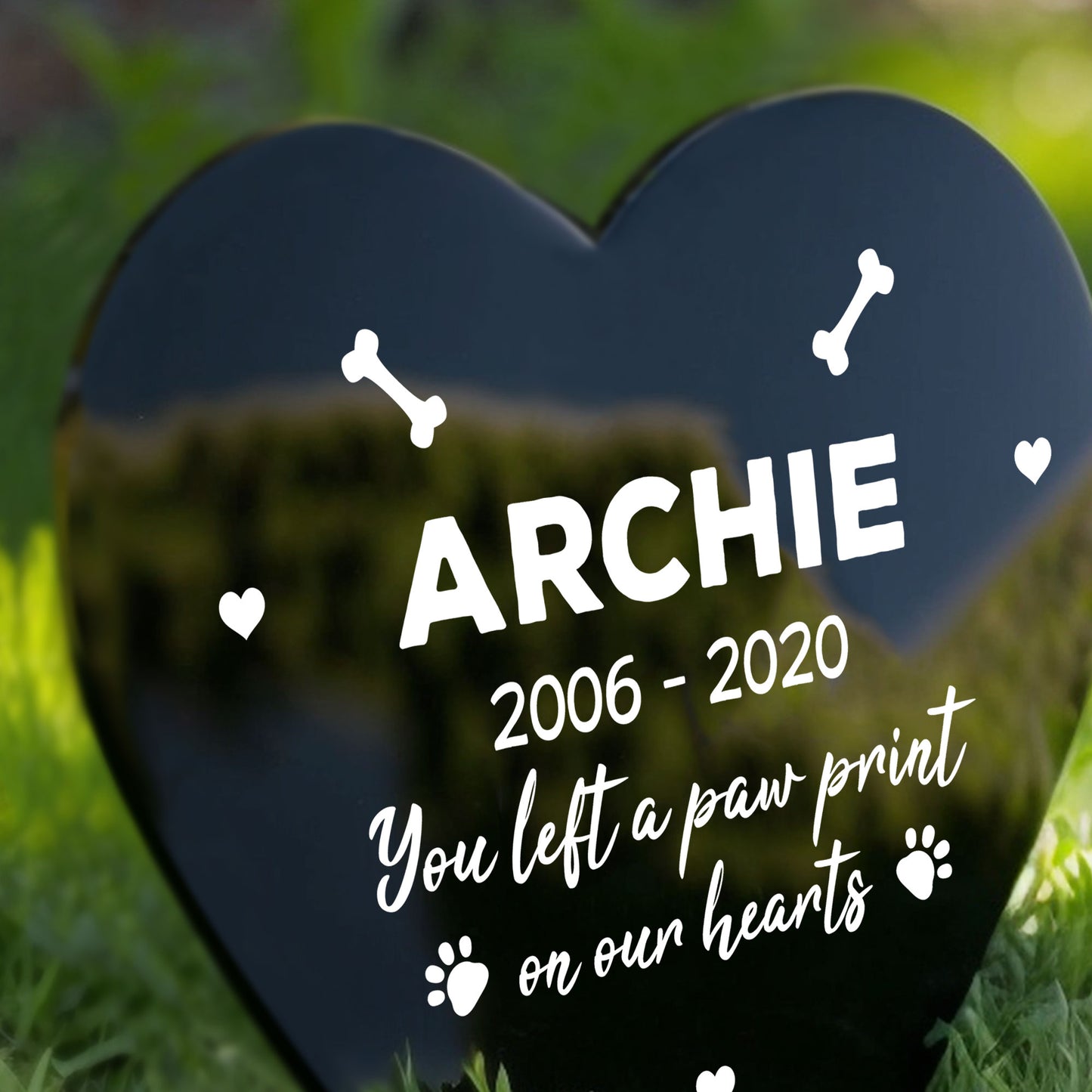 Personalised Dog Memorial Heart Stake Grave Marker Memorial Sign