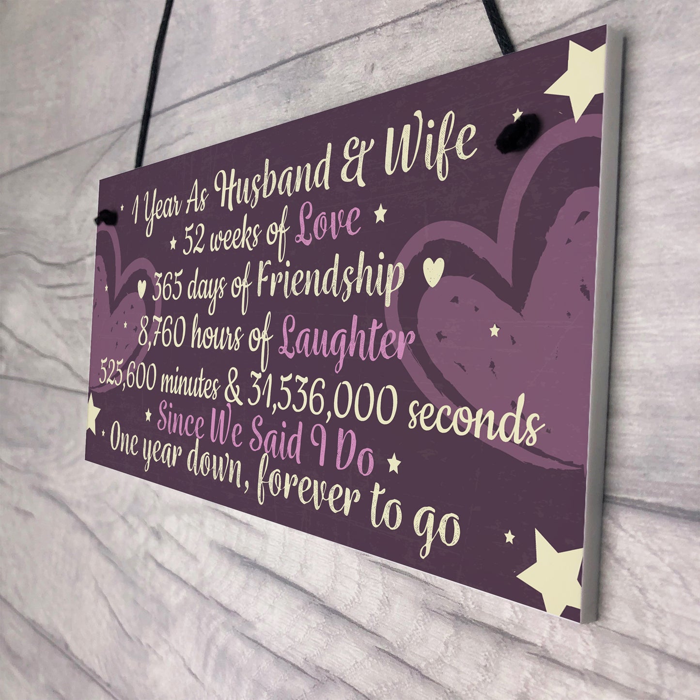 1st Wedding Anniversary Gift Plaque First Wedding Anniversary