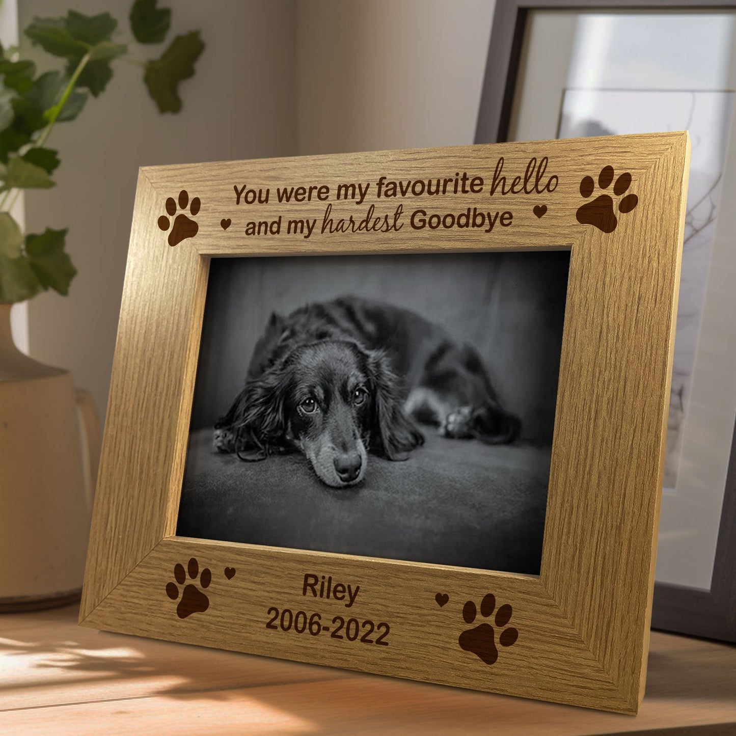 Personalised Pet Photo Frame Wooden Gift Dog Puppy Handmade Keep