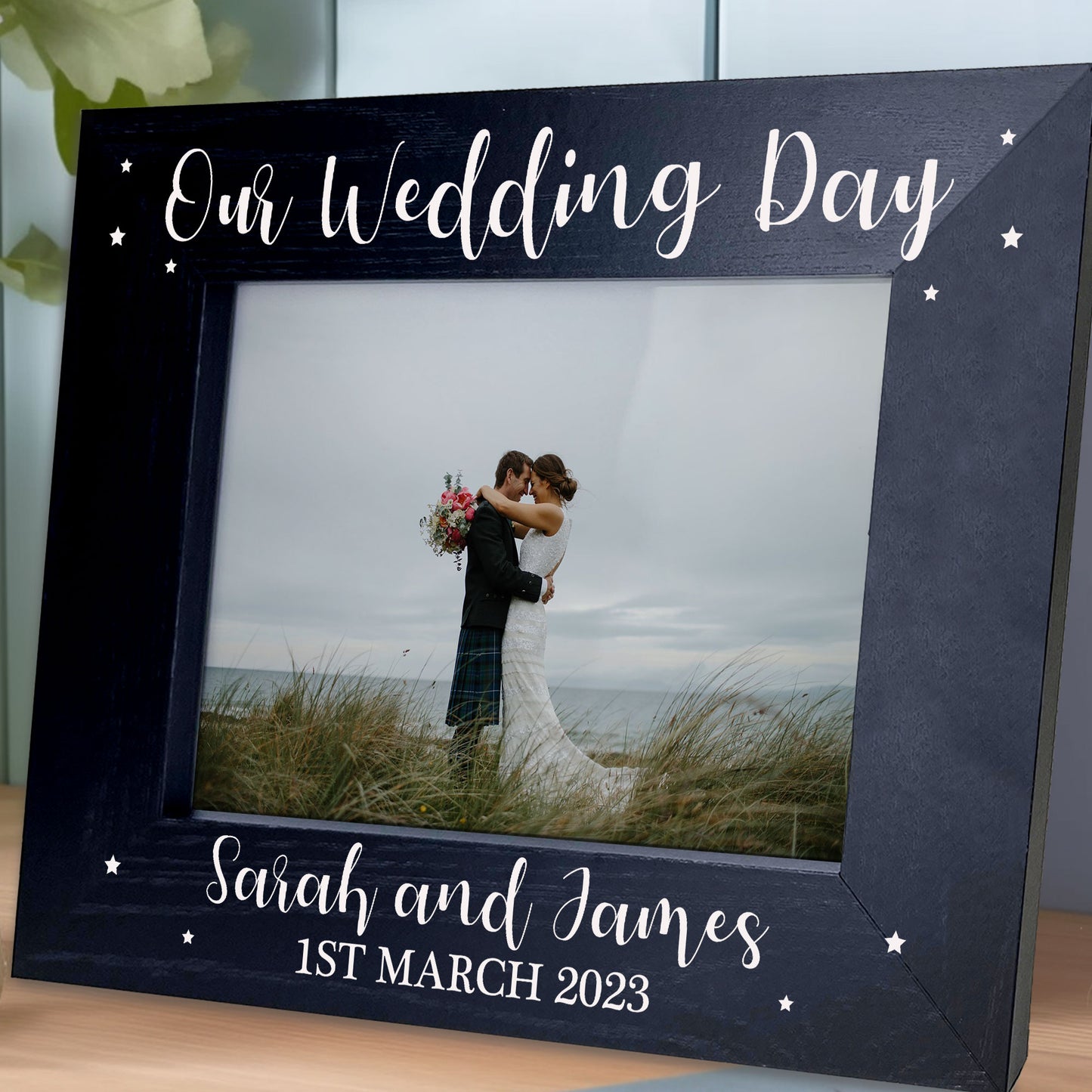 Personalised Wedding Gift Black Photo Frame For Wedding Day