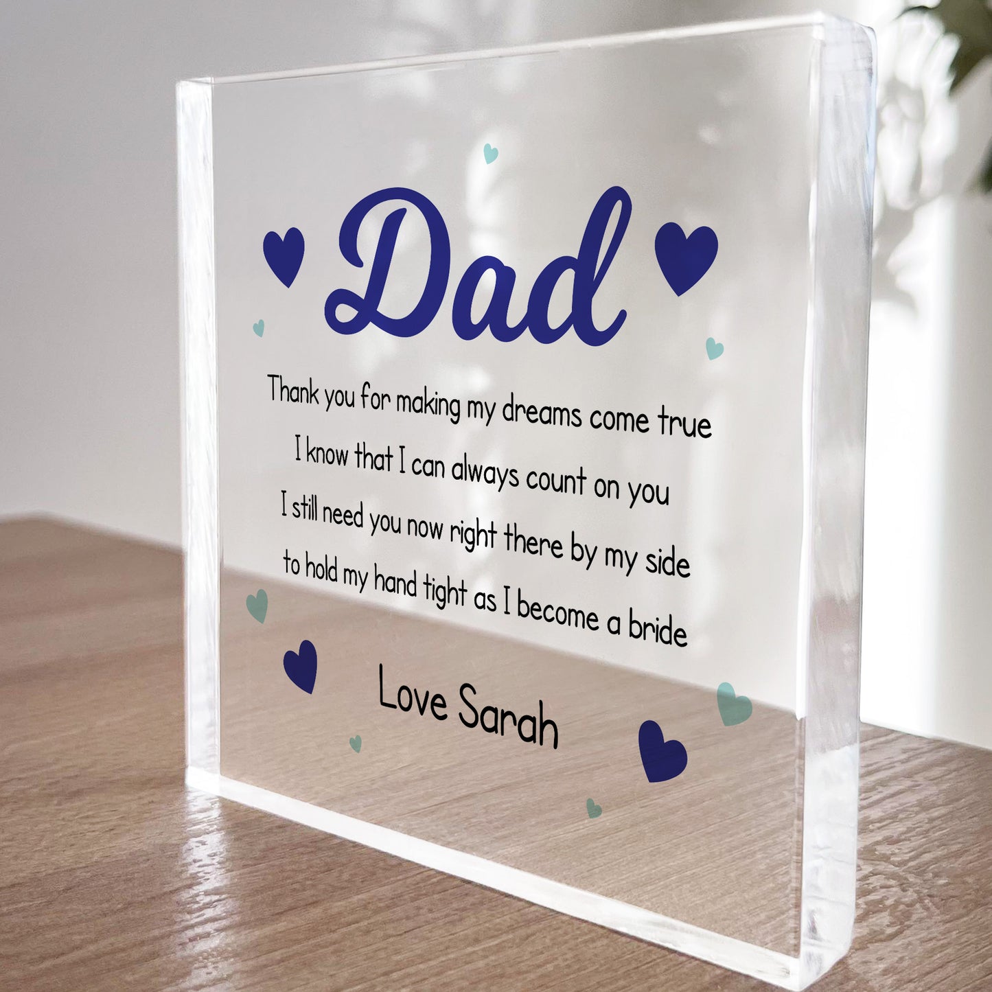 Wedding Day Gift For Dad From Bride Personalised Acrylic Block