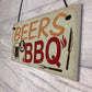 BEERS BBQ Novelty Hanging Garden Sign Barbeque Shed Plaques