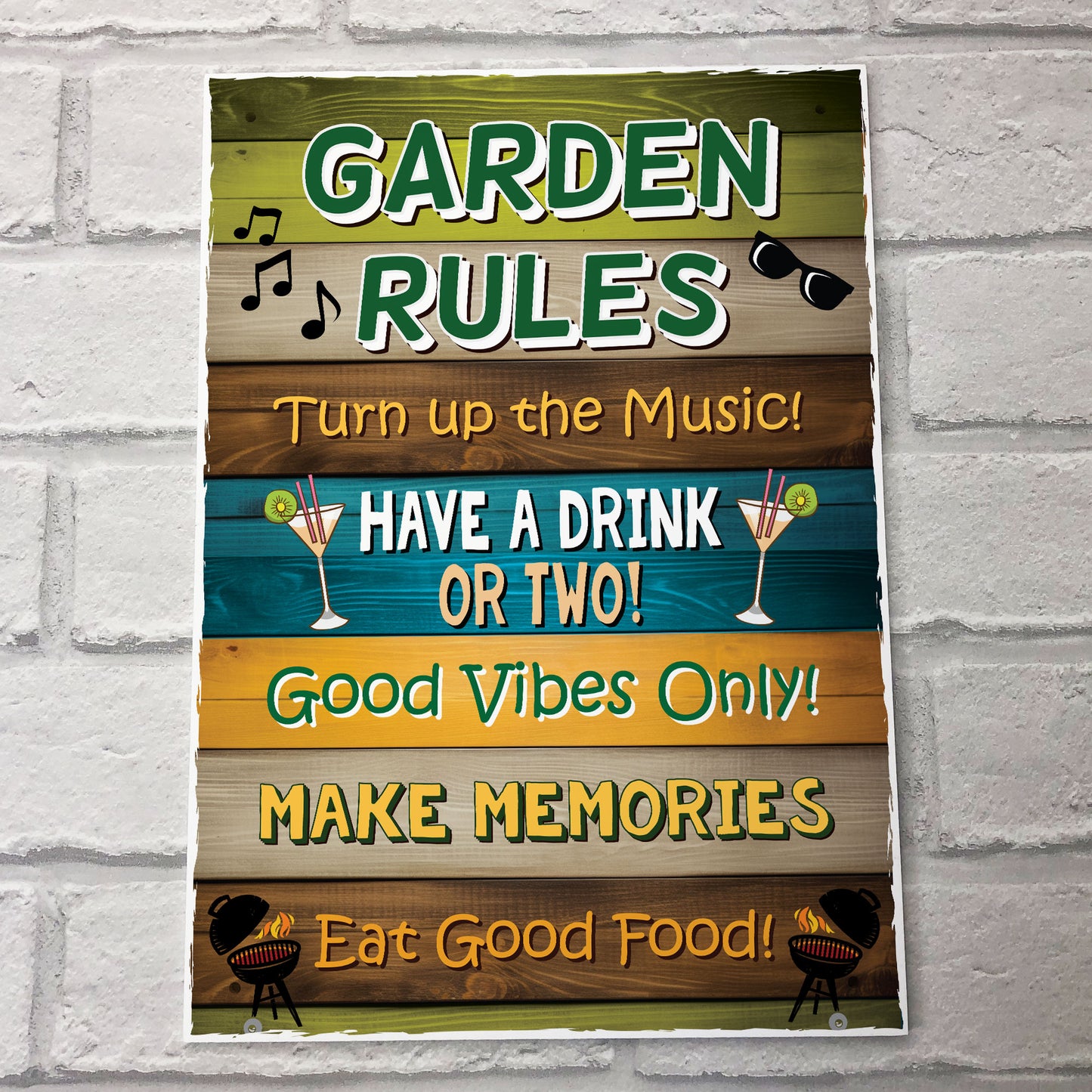 Garden Rules Wall Sign Novelty Garden Shed Summer House Outdoor