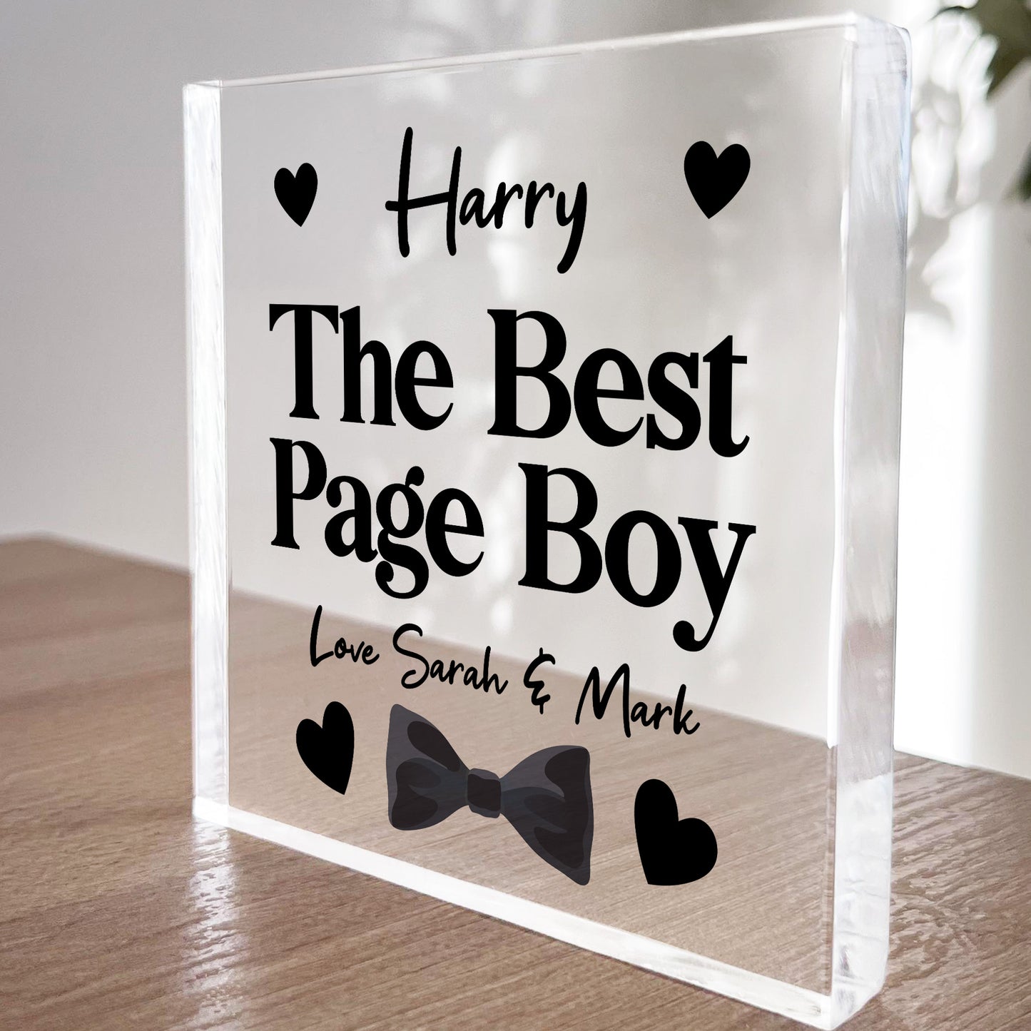 Thank You Gift For Page Boy Personalised Acrylic Block Page Boy