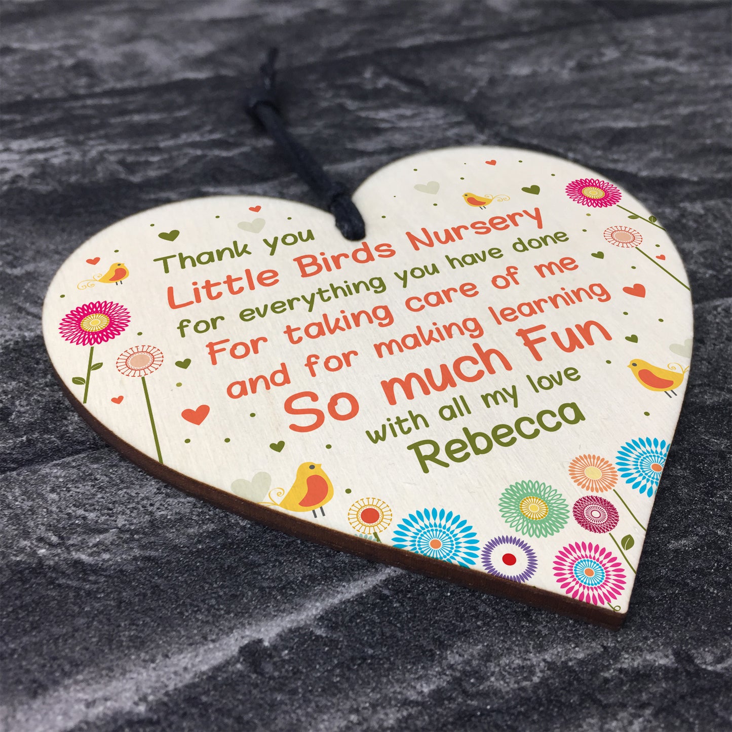 Personalised Nursery Gift Wood Heart Leaving Nursery Pre School