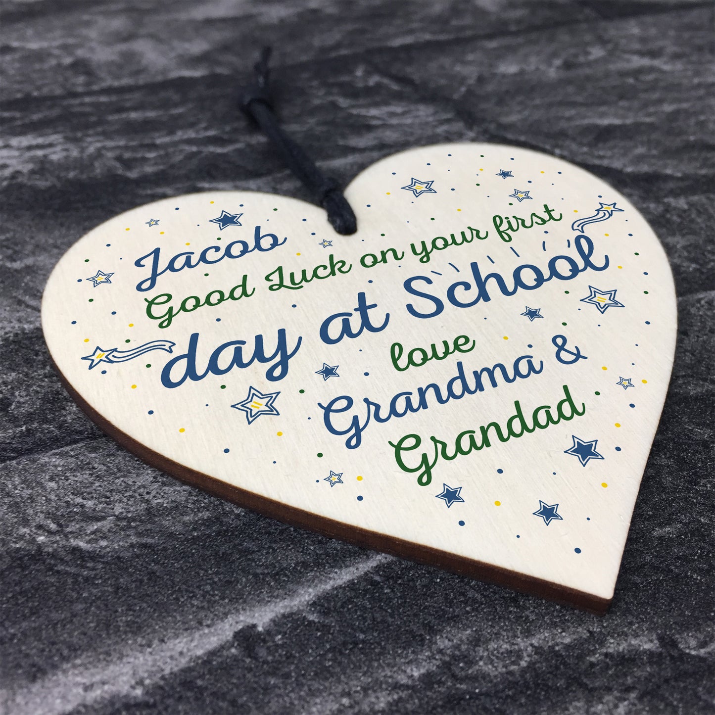 Personalised First Day of School Gift Wood Heart Back To School