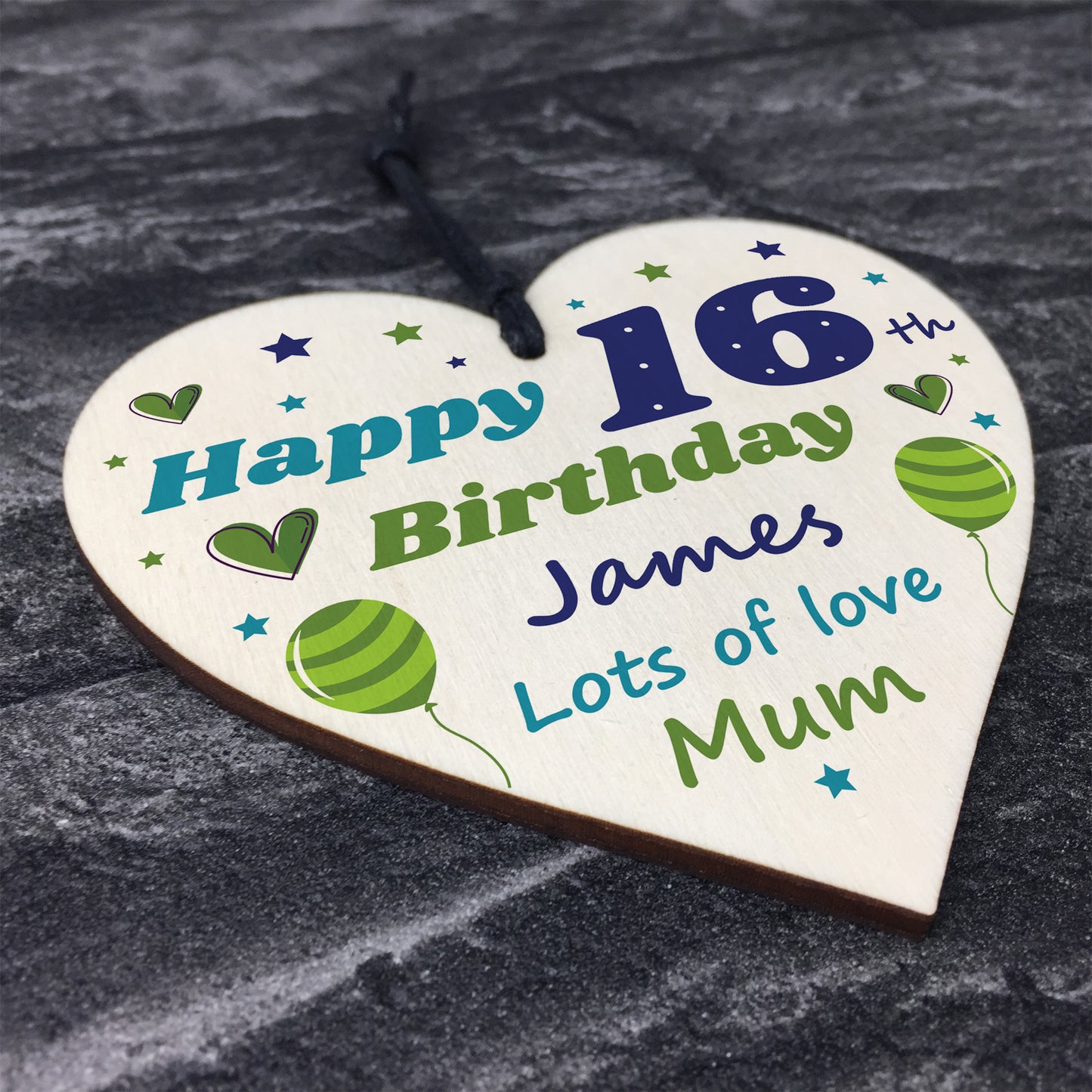 16th Birthday PERSONALISED Wood Heart Gift For Son Novelty