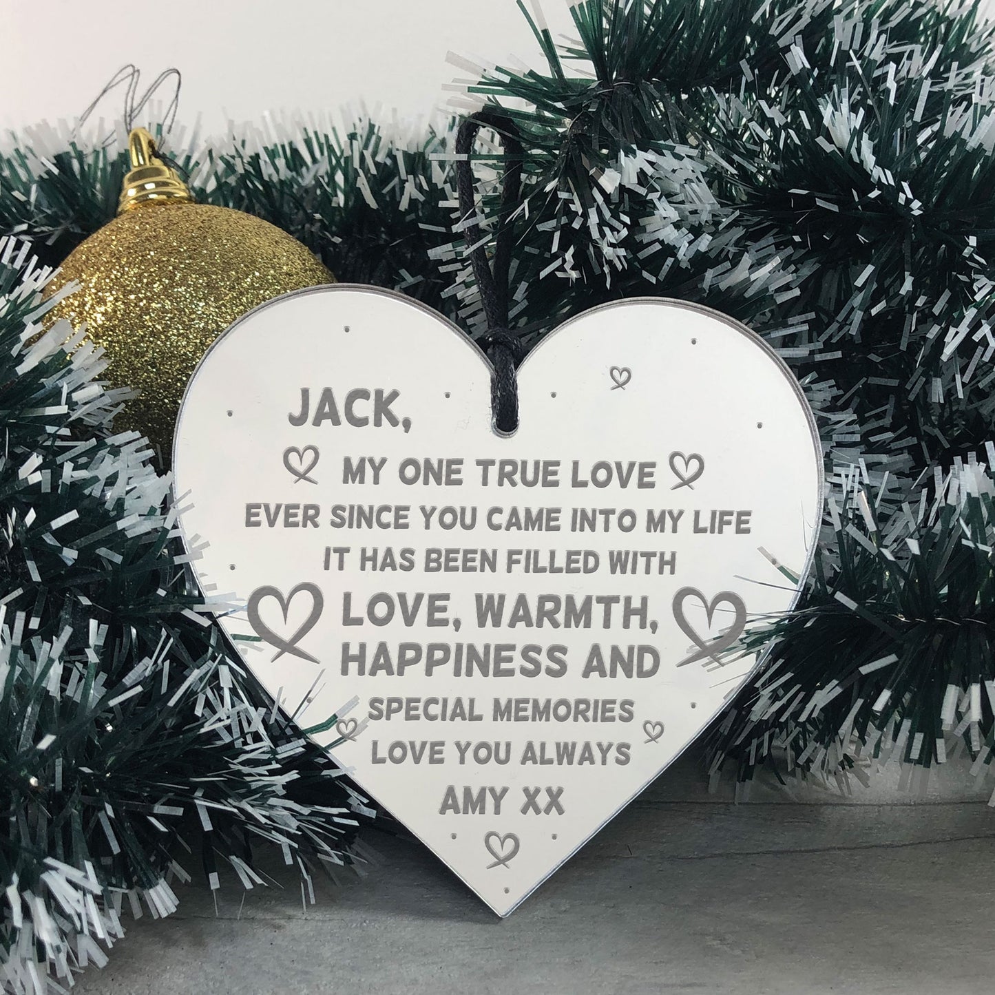 PERSONALISED One True Love Engraved Heart Husband Wife Gift