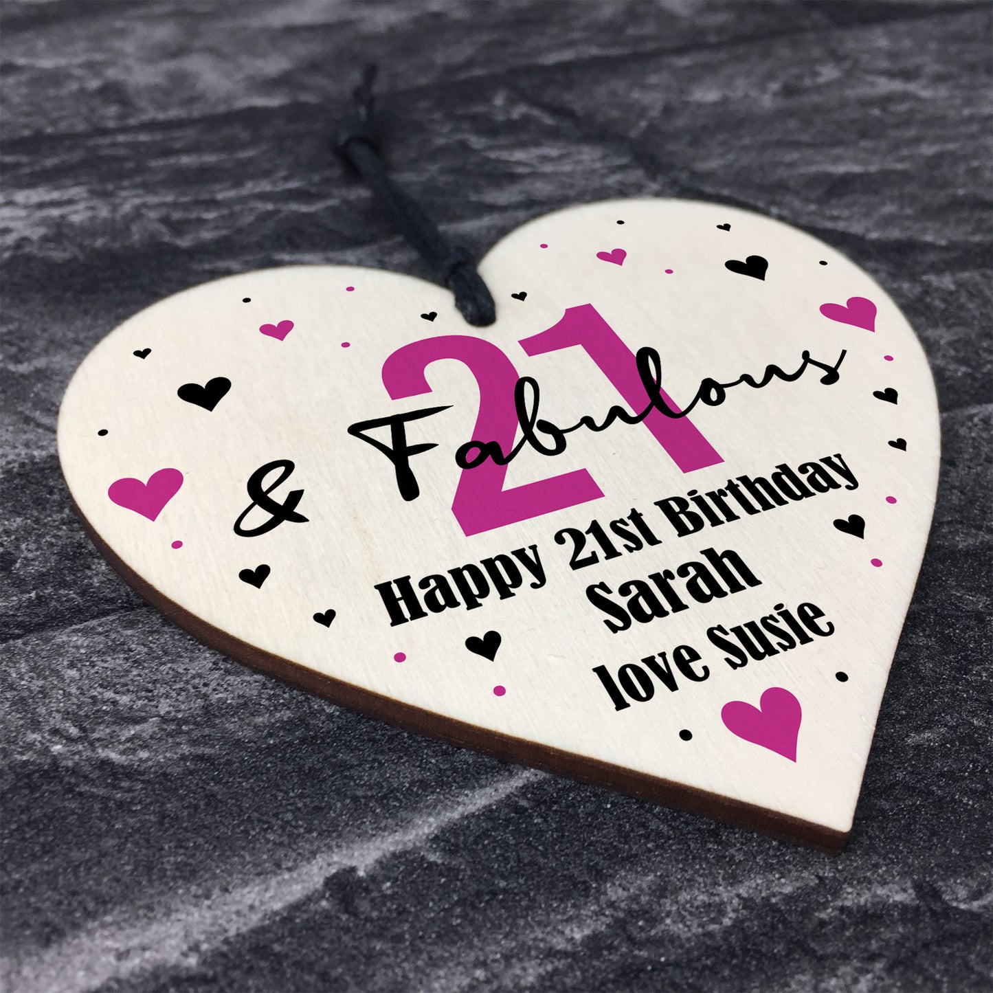 21 And Fabulous Gift Wood Heart Personalised 21st Birthday Gift