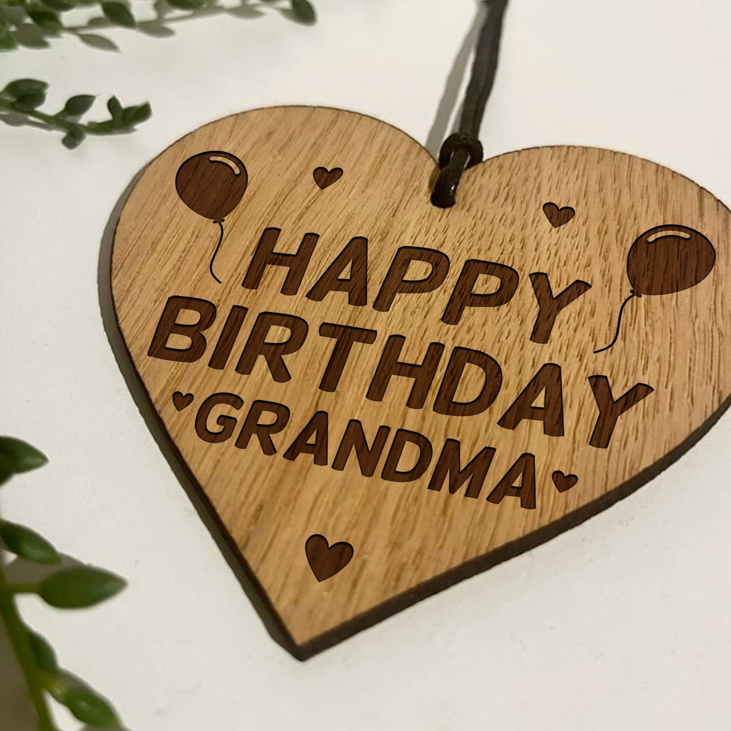 Birthday Gift For Grandma Wood Engraved Heart 50th 60th 70th