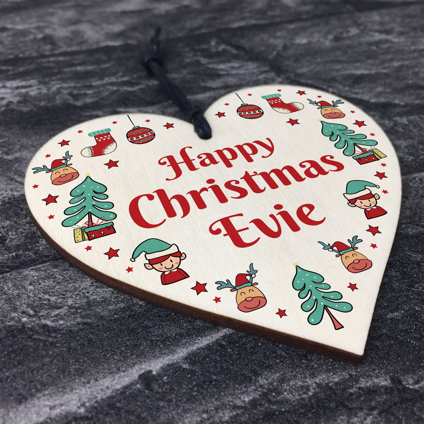 Happy Christmas Gift Personalised Hanging Heart 1st Christmas