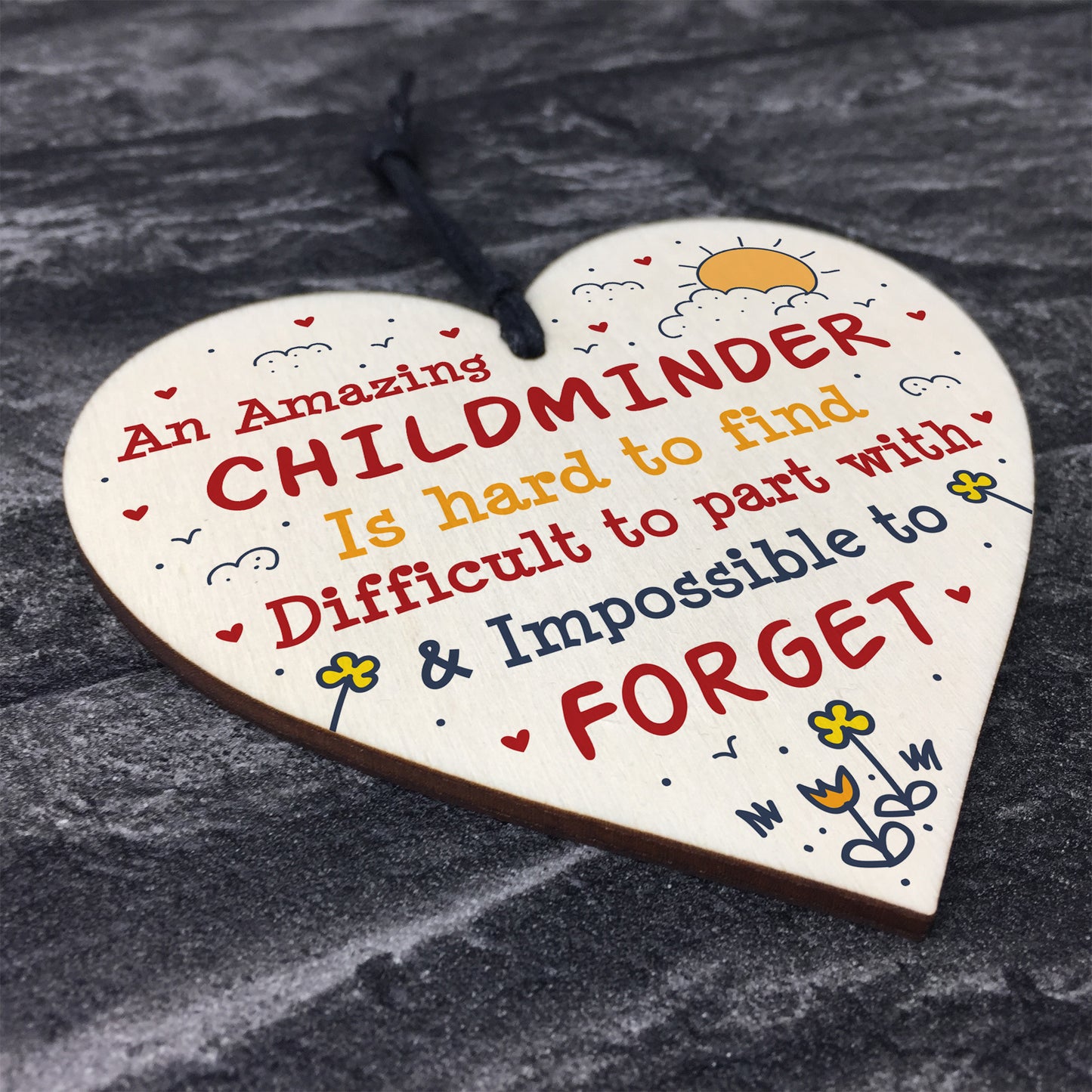 Childminder Babysitter Leaving Gift Wood Heart Thank You Gift