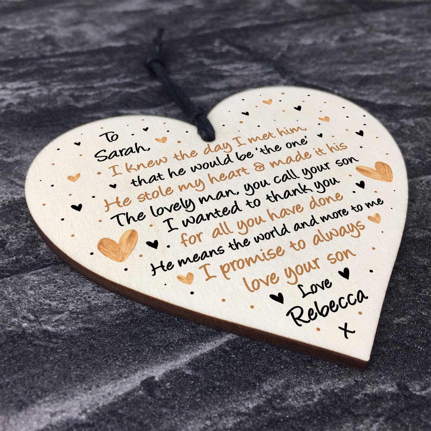 Mother of The Groom Wood Heart Parents of The Groom Personalised