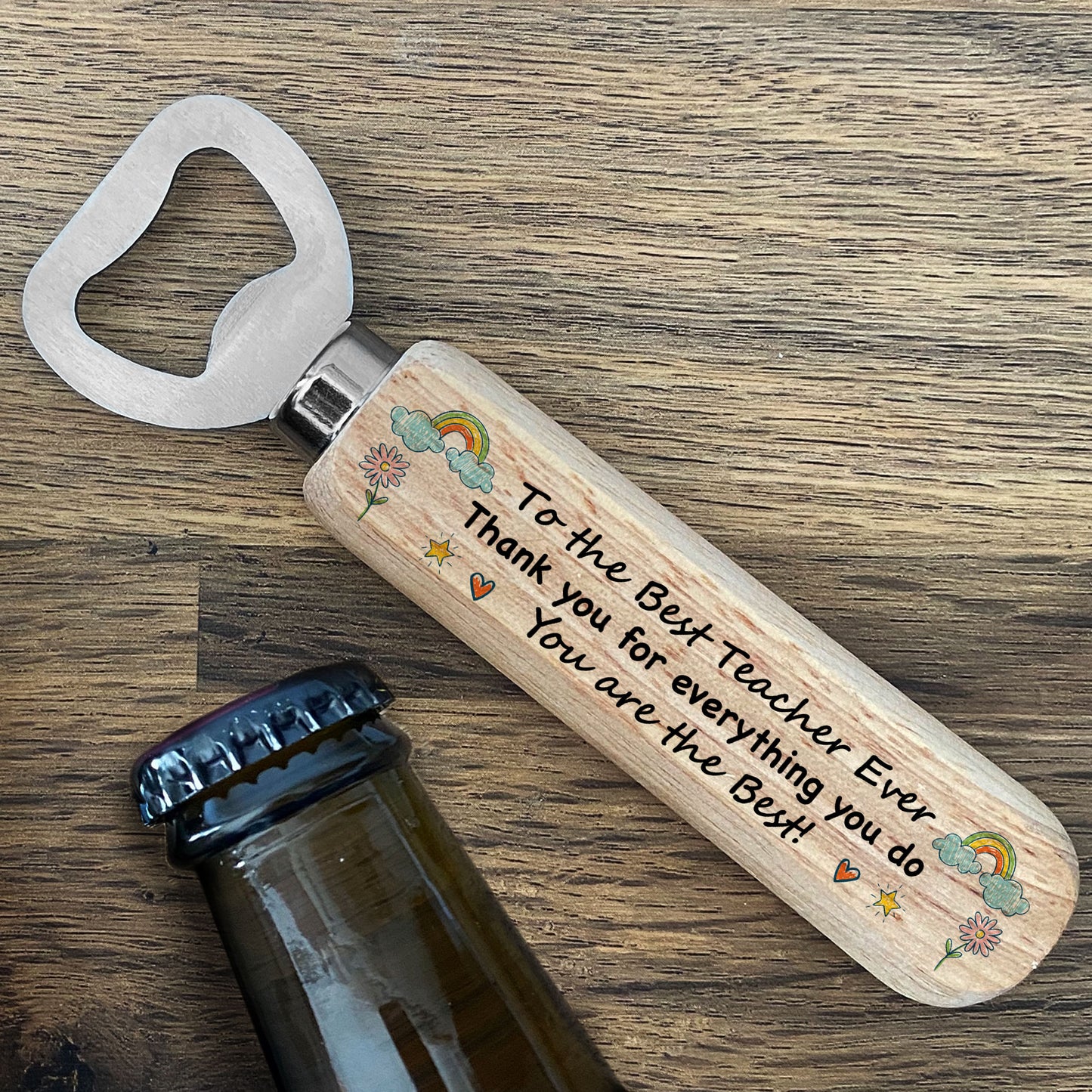 Best Teacher Ever Gift Wood Bottle Opener Teacher Gift Thank You