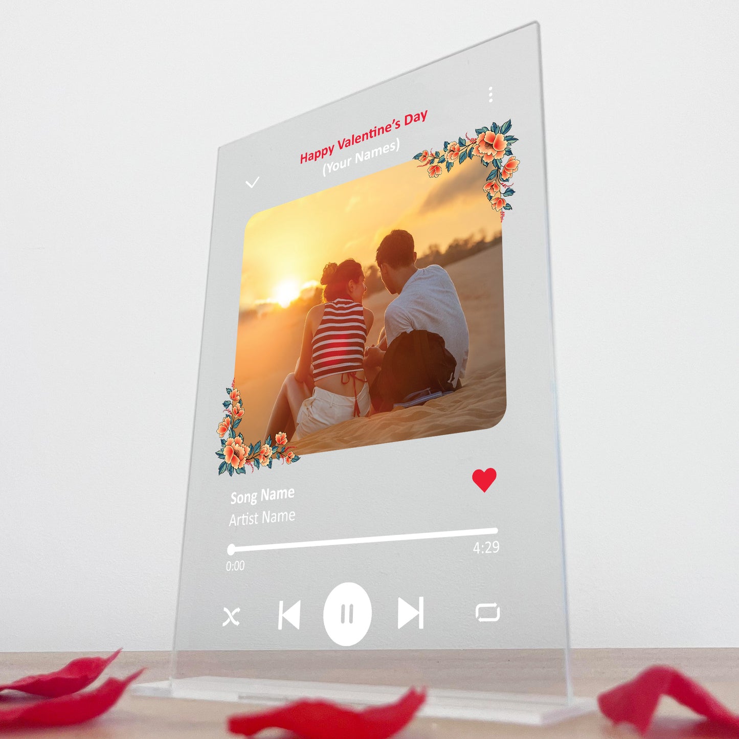 Personalised Photo Plaque Valentine's Day Gift Custom Song