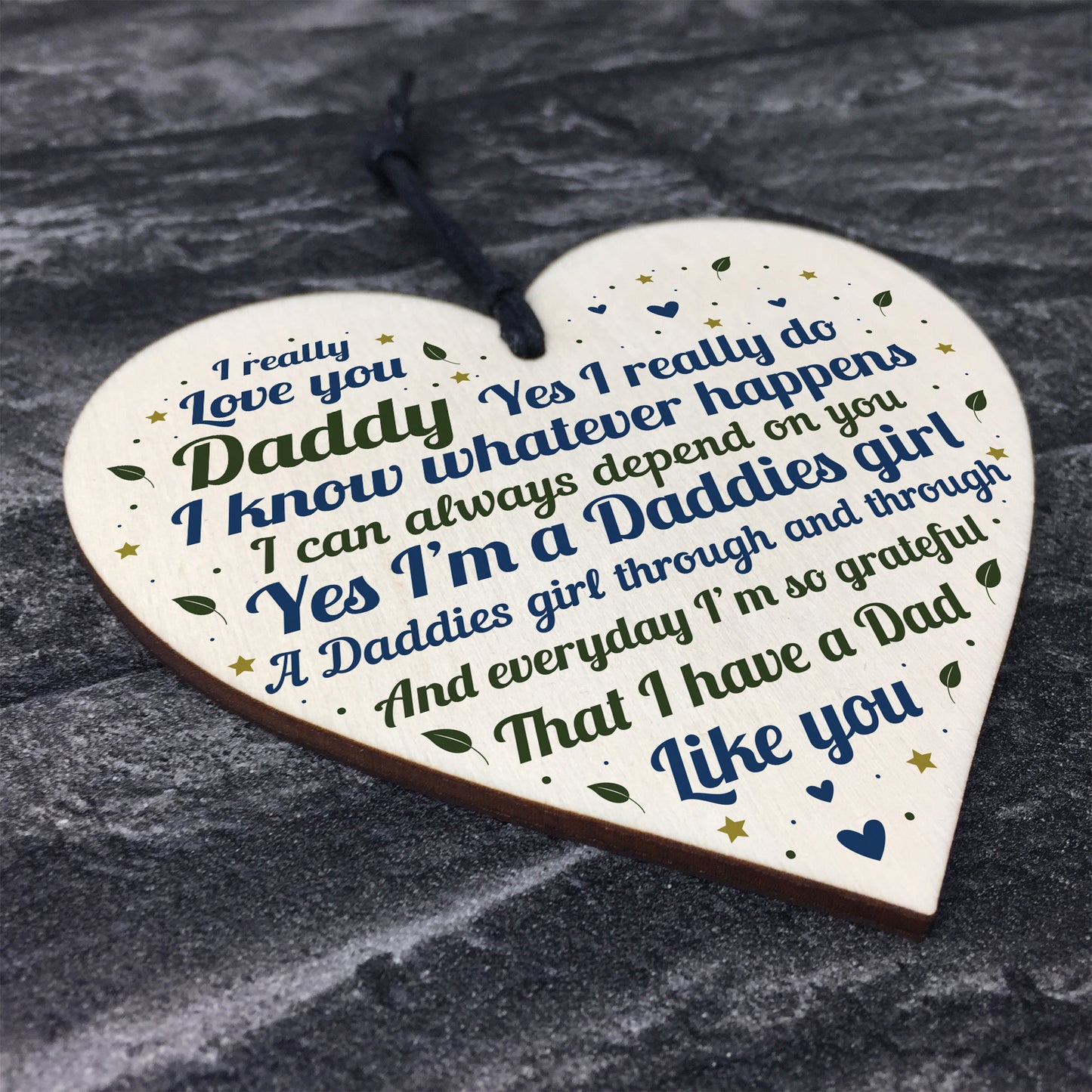 Daddies Girl Gift Heart Birthday FATHERS DAY Gift For Daddy Dad
