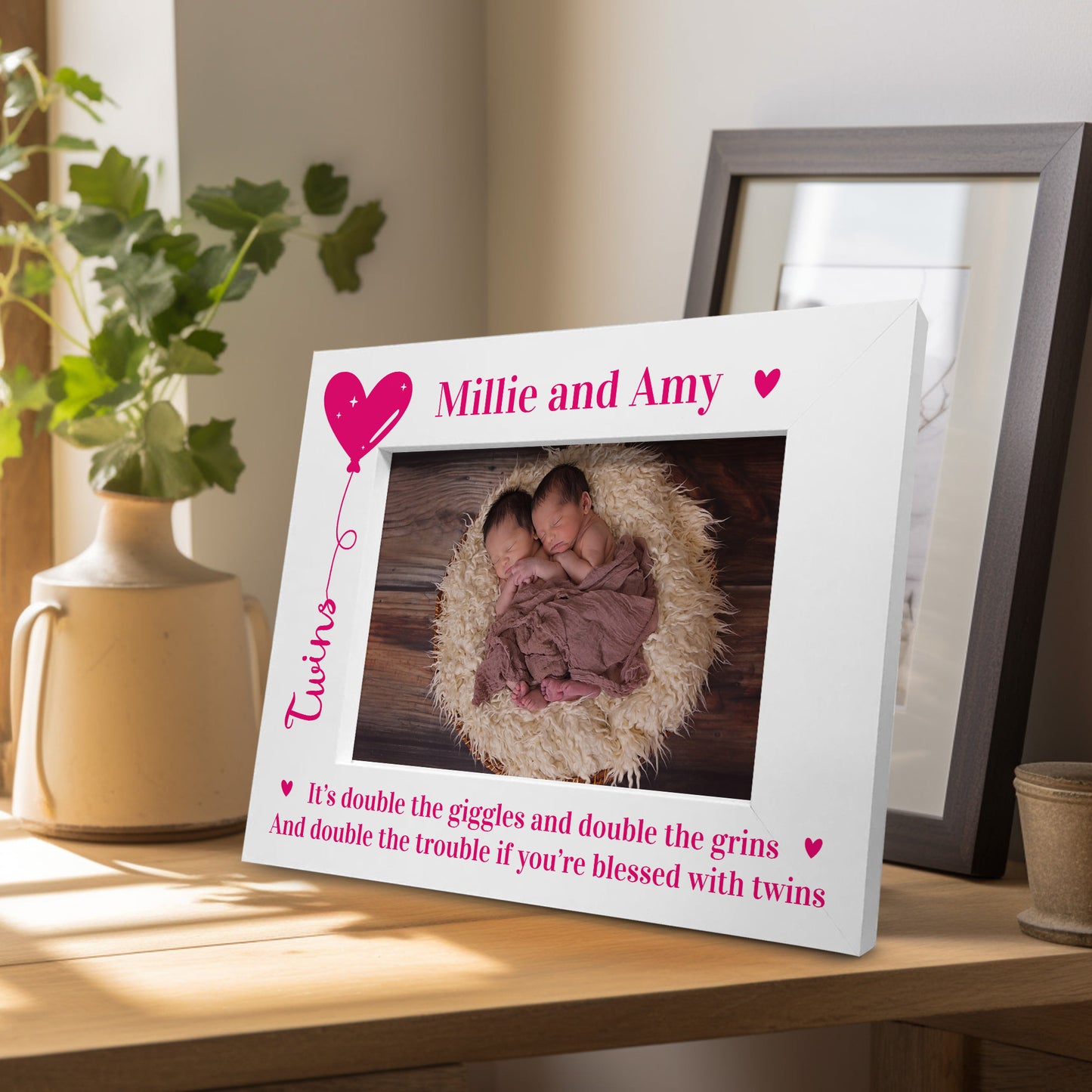 TWINS Photo Frame Personalised New Baby Gift Baby Shower Gift