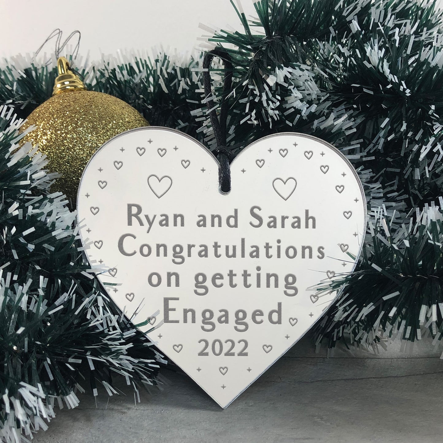 Engagement Gift Personalised Engraved Heart Congratulations Gift